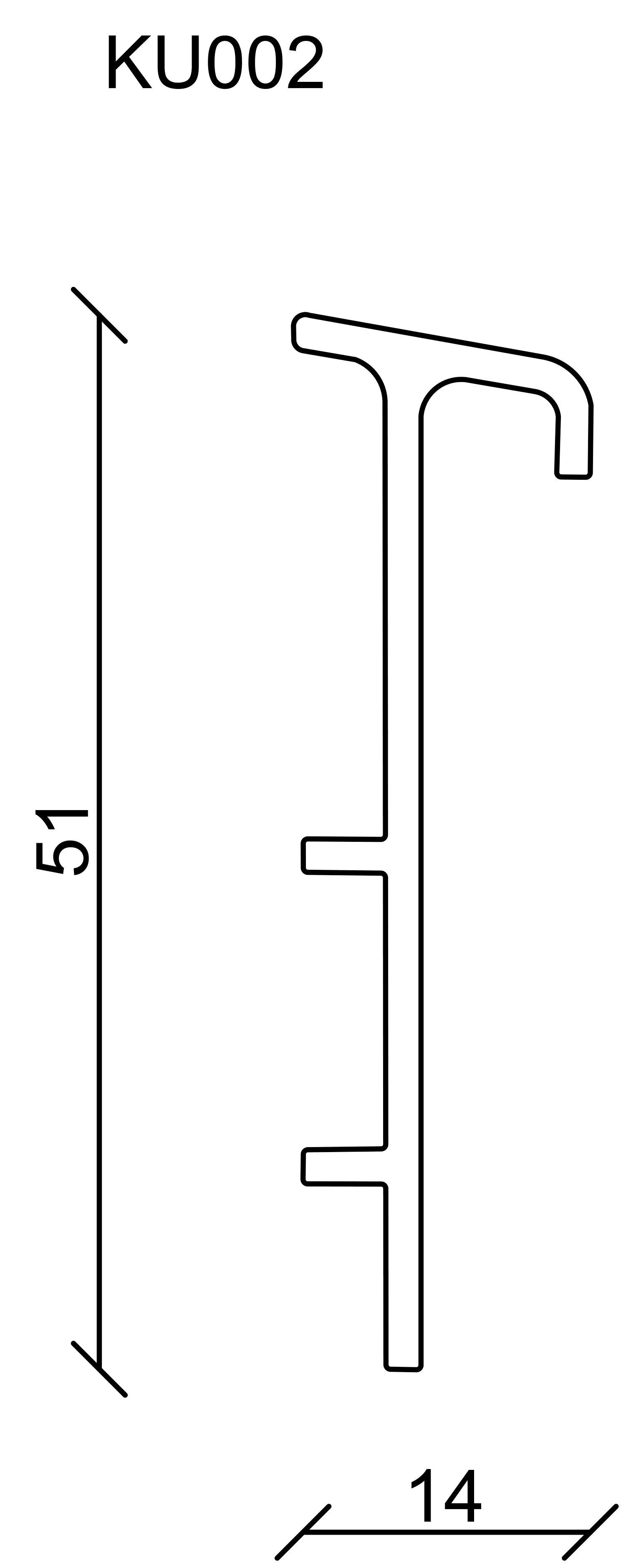 FN Neuhofer Teppicheinschubleiste 250 cm, 51 x 14 mm, weiß