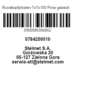 Rundkopfpfosten Kiefer 100 x 7 x 7 cm Pinie gebeizt
