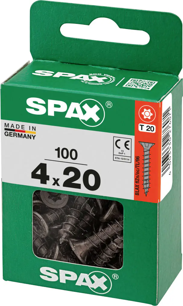 Spax Universalschrauben 4 x 20 mm T20 Vollgewinde - 100 Stk.  Spax Universalschrauben 4 x 20 mm T20 Vollgewinde - 100 Stk.