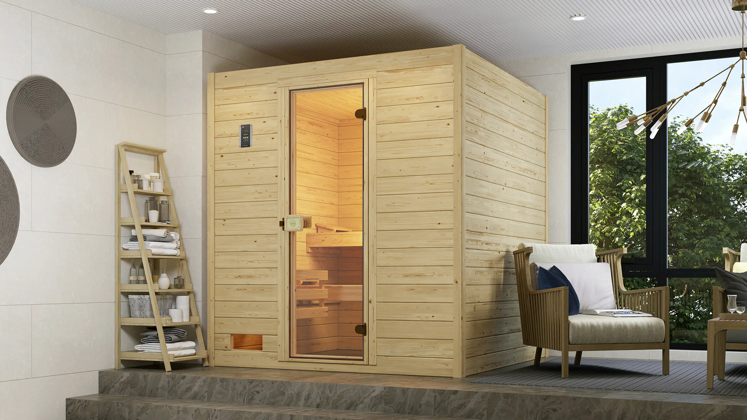 Weka Massivholzsauna Valida 3 mit Glastür