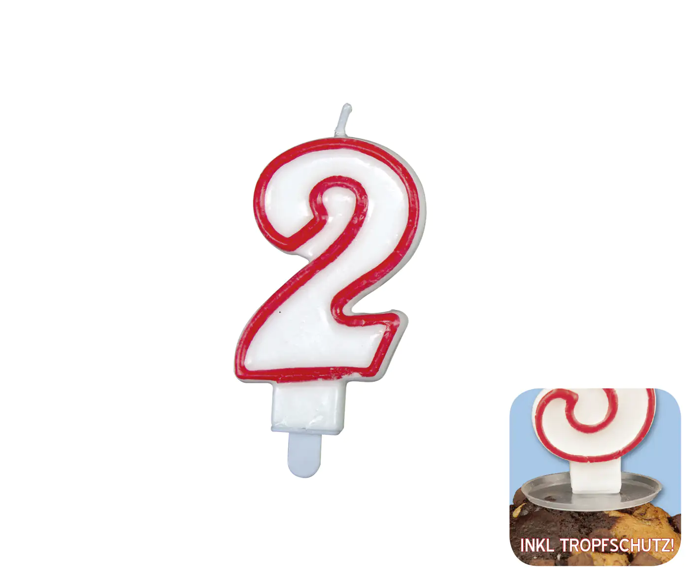 TIB Heyne Zahlengeburtstagskerze Zahl 2 1 Stück
