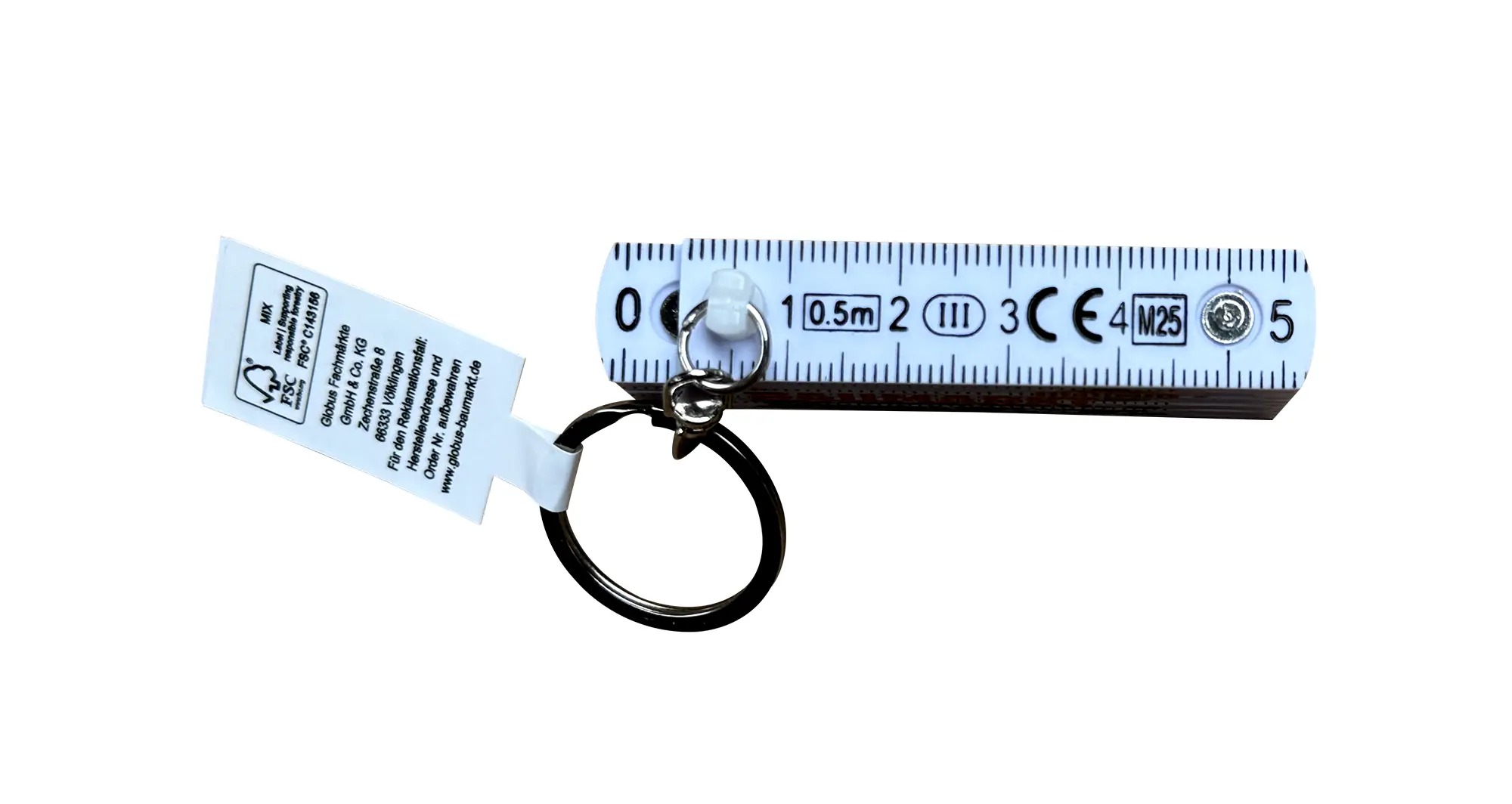 Globus Baumarkt Zollstock Mini 500 mm Schlüsselanhänger