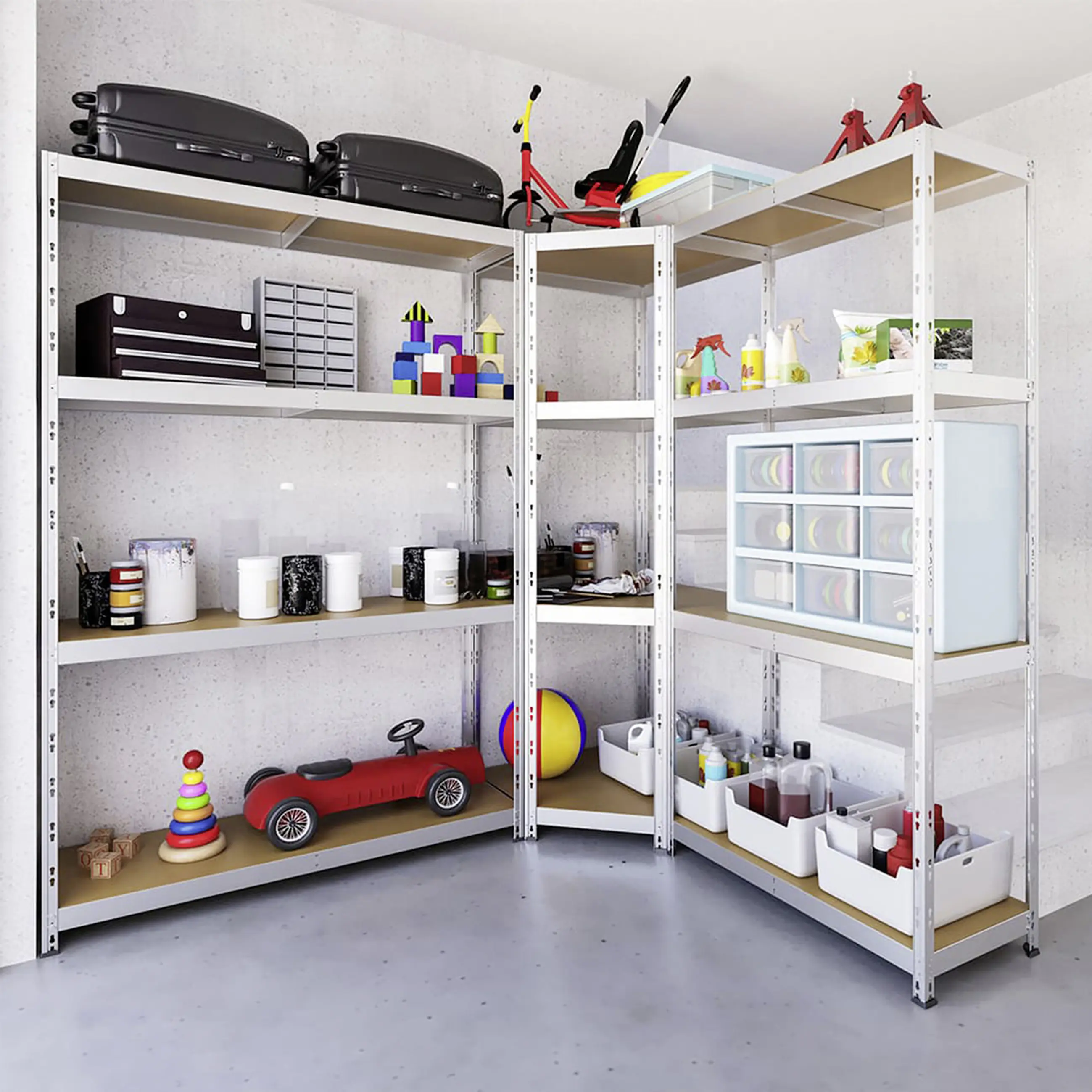 Ar Shelving Schwerlastregal-Set Rivet Budget verzinkt 180 x 190 cm mit 4 HDF-Böden 700 kg