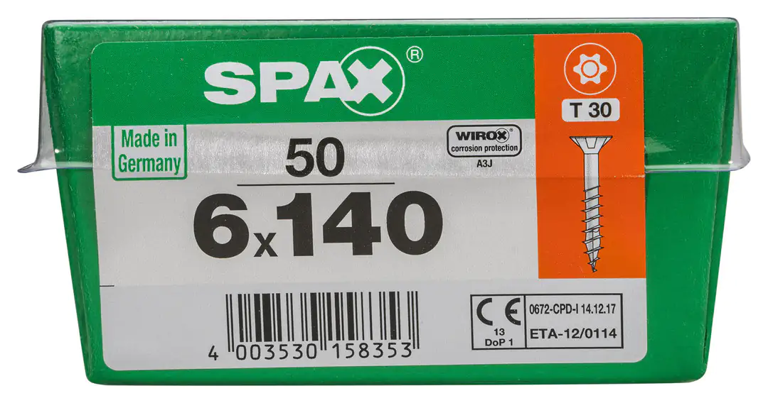 Spax Universalschrauben 6.0 x 140 mm TX 30 - 50 Stk. Spax Universalschrauben 6.0 x 140 mm TX 30 - 50 Stk.