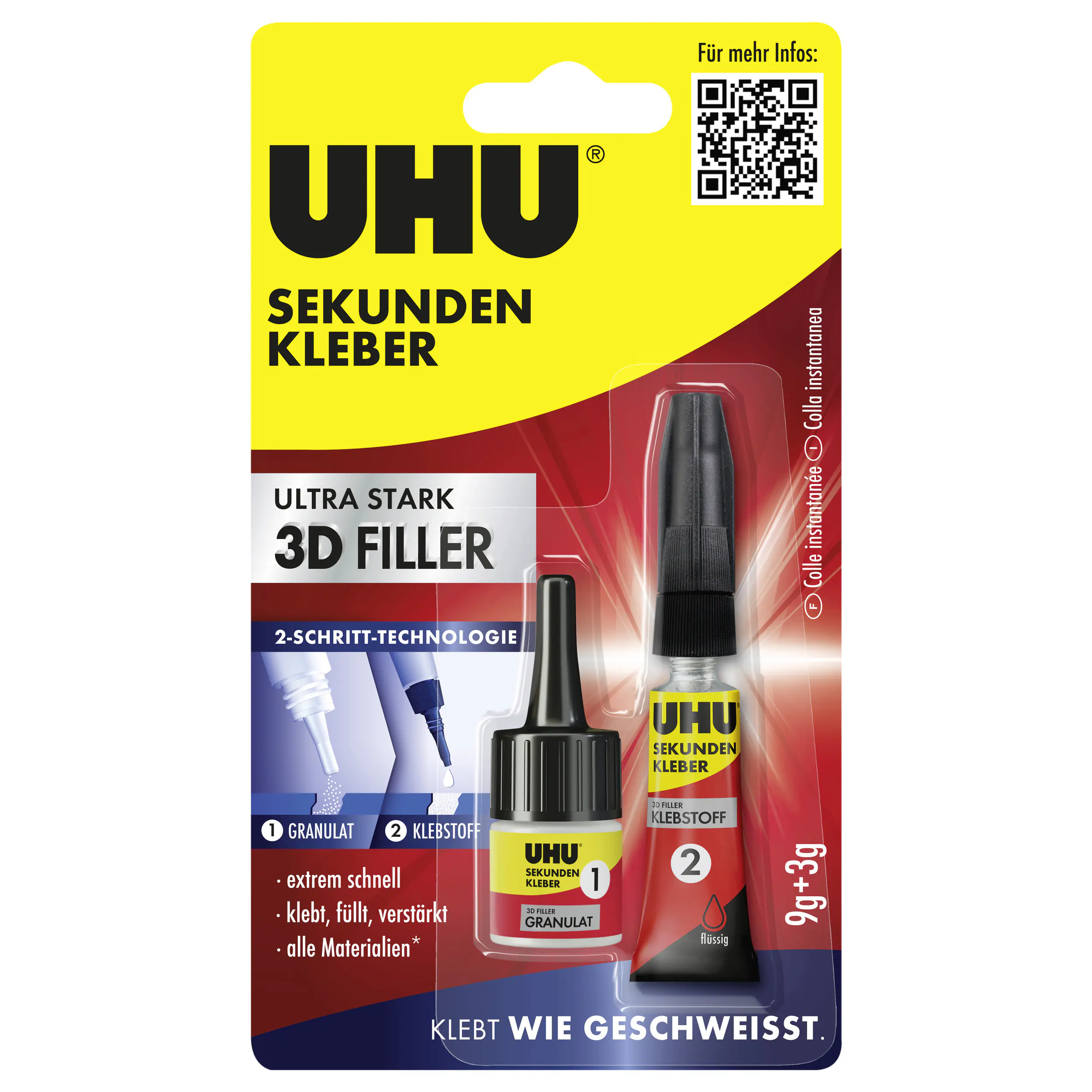 UHU Sekundenkleber 3D Filler 3 g + 9 g UHU Sekundenkleber 3D Filler 3 g + 9 g