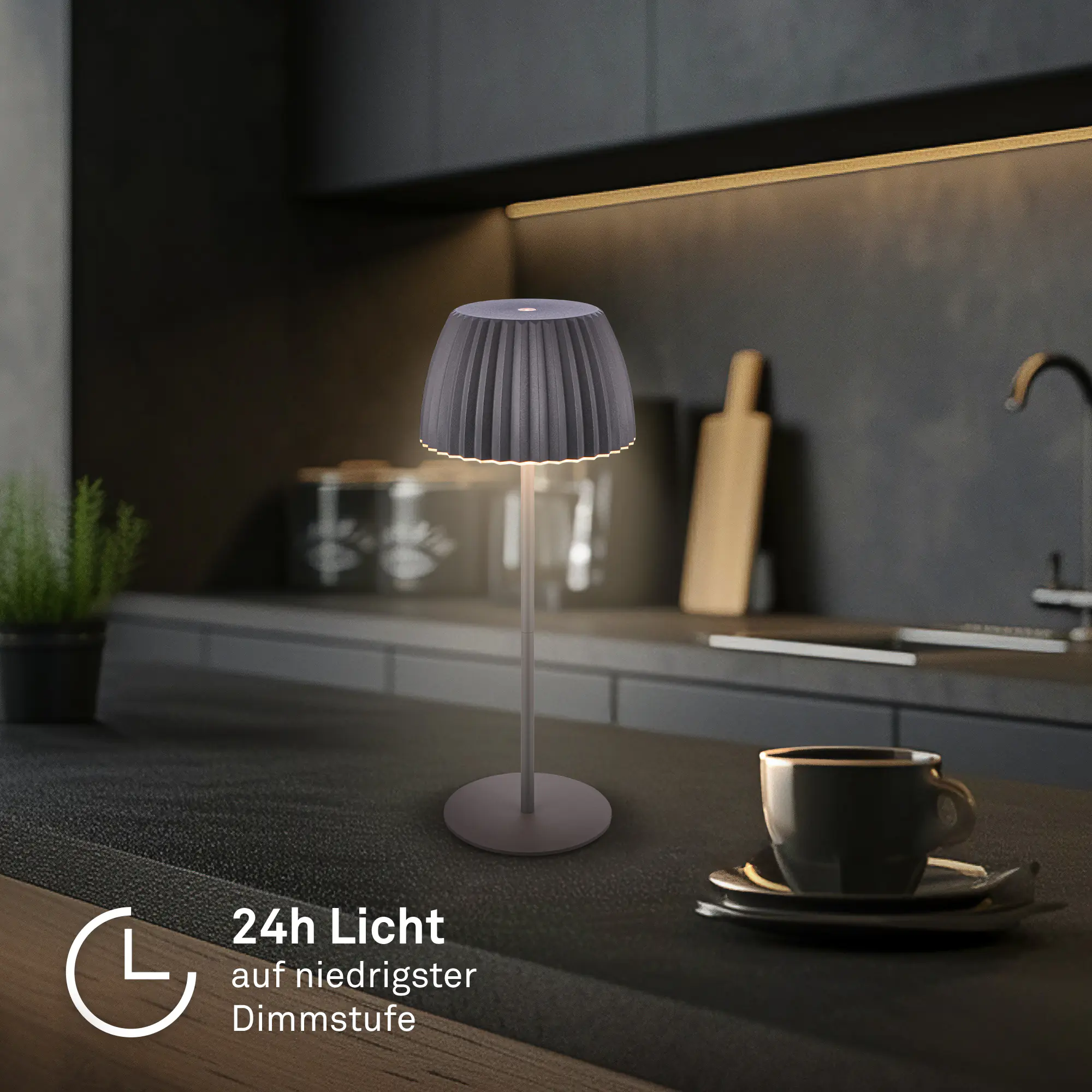 Briloner LED-Tischleuchte Riffle mit Akku anthrazit dimmbar