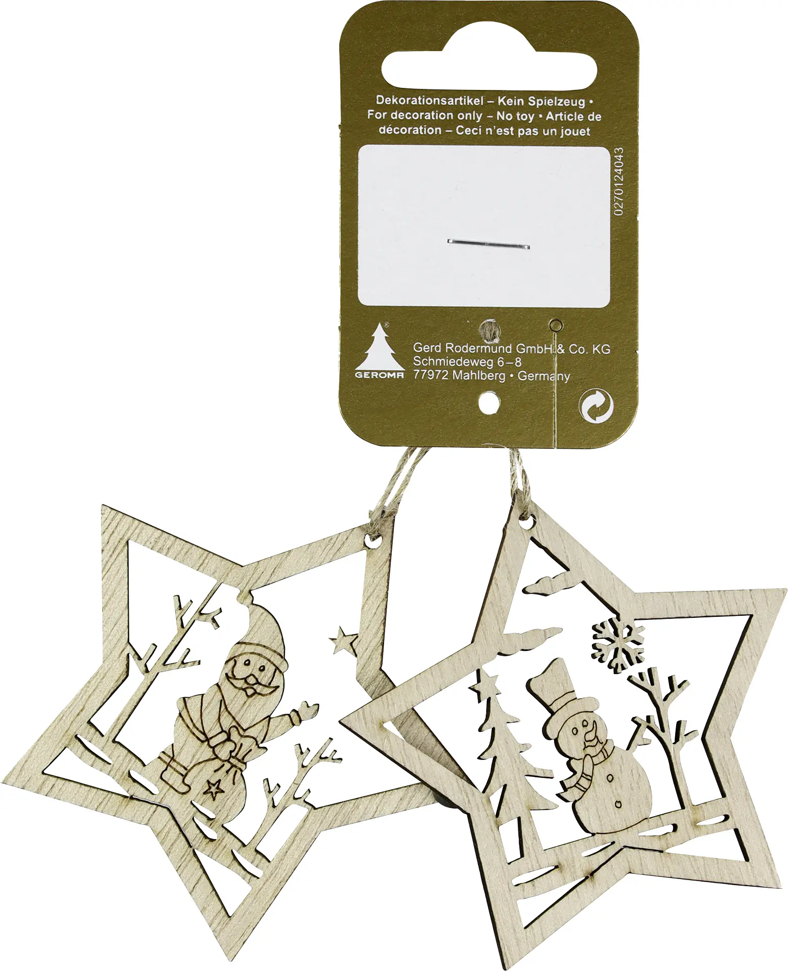 Weihnachtsanhänger Sterne Holz Ø 7 cm natur 2 Stück