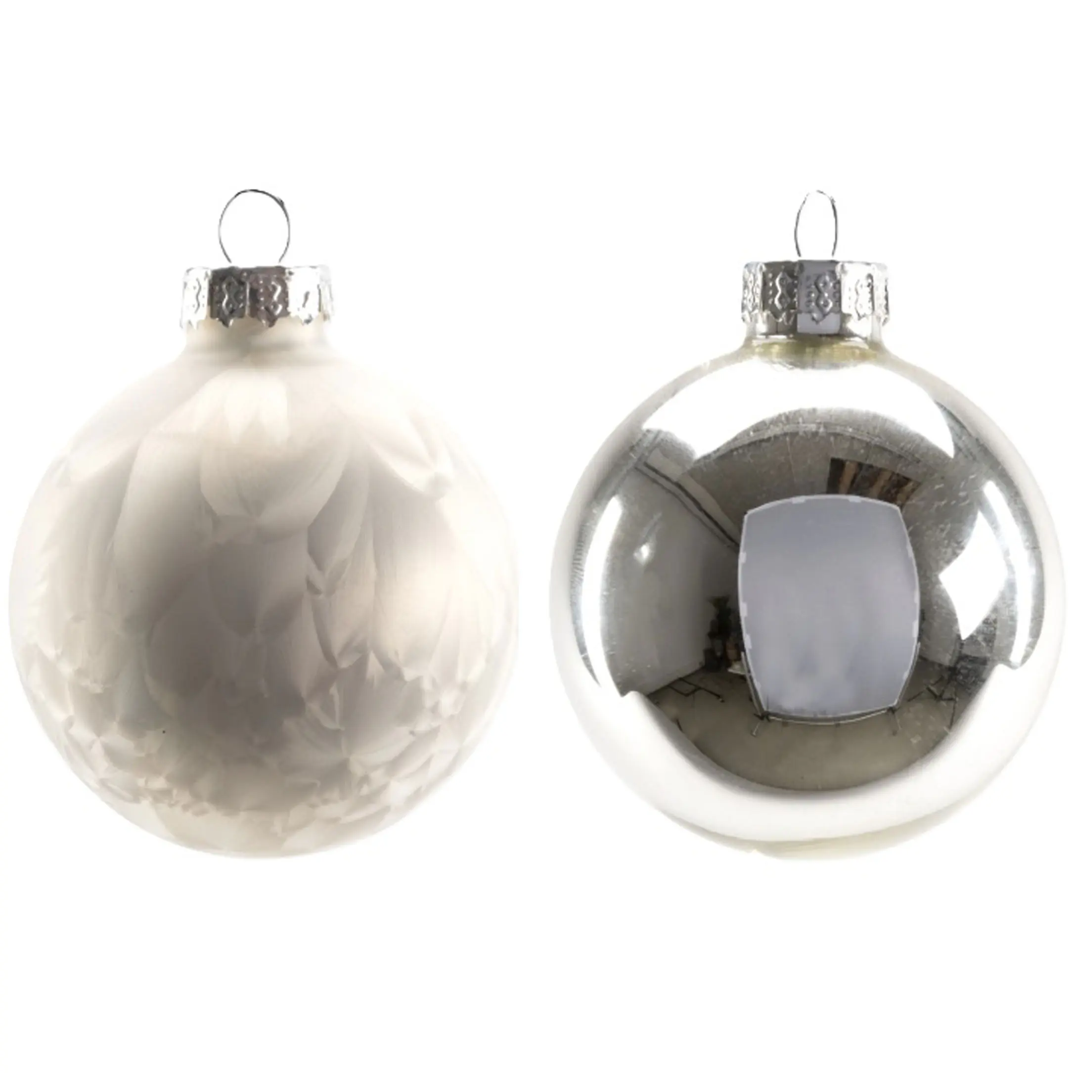TrendLine Mini-Weihnachtskugeln aus Glas Ø 3,5 cm weiß-silber 16 Stück