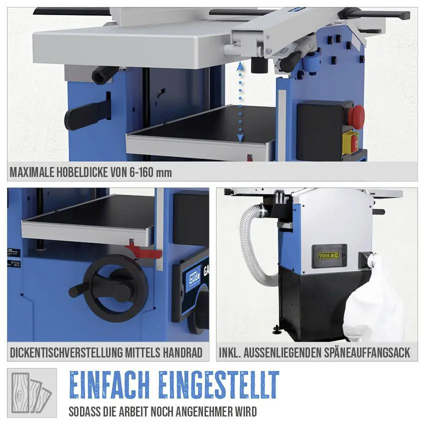 Güde Abricht- und Dickenhobel GADH 254/400 V 1,6 KW