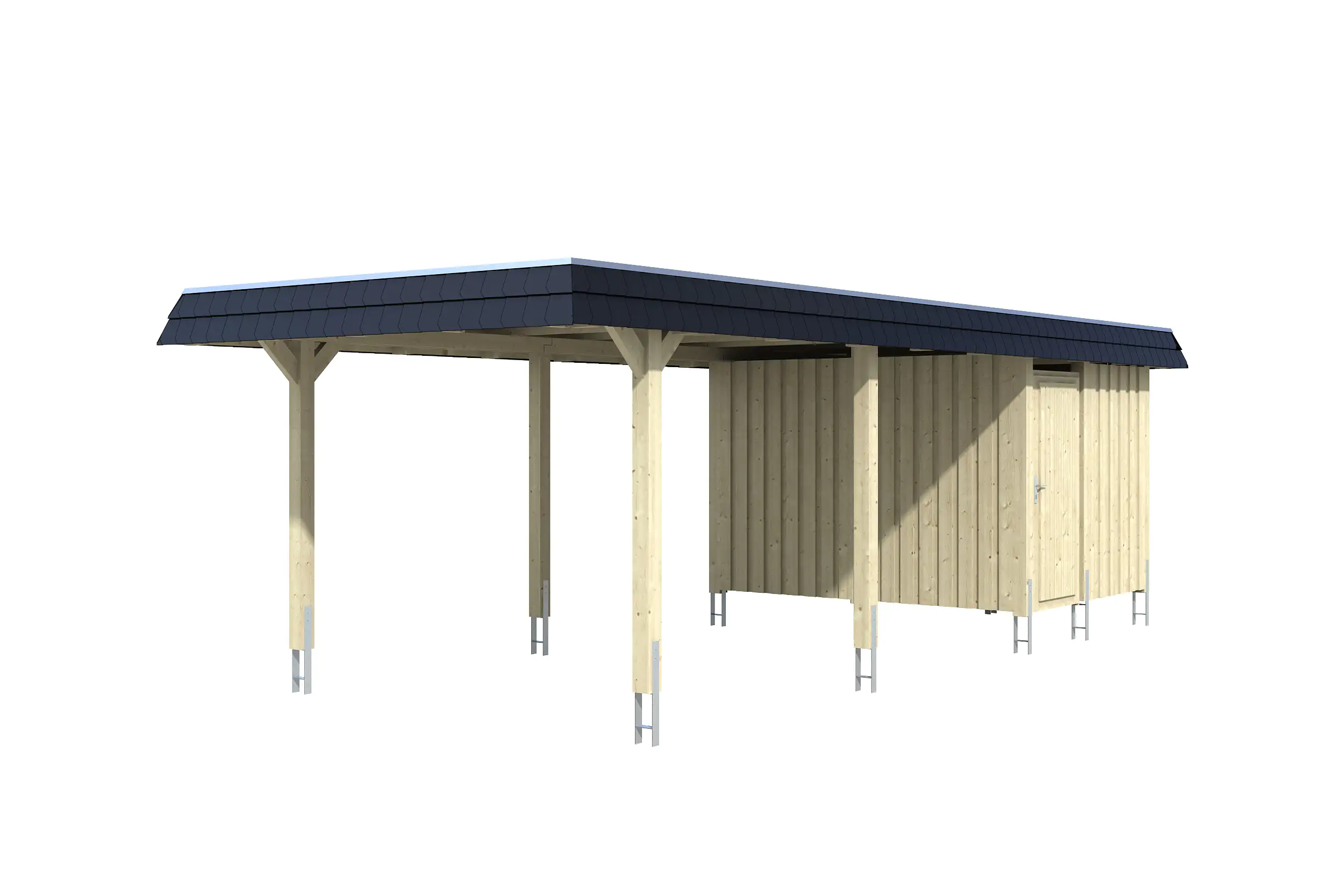 SKAN HOLZ Carport Wendland mit Abstellraum 362 x 870 cm mit EPDM-Dach