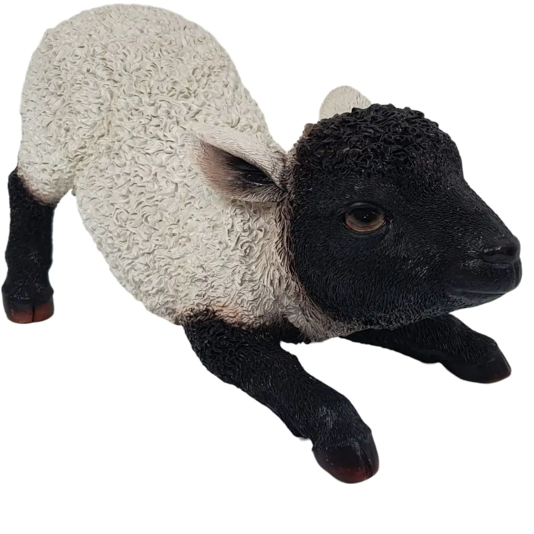 Dekofigur Lamm spielend 34 x 18,5 x 14 cm schwarz weiß Dekofigur Lamm spielend 34 x 18,5 x 14 cm schwarz weiß