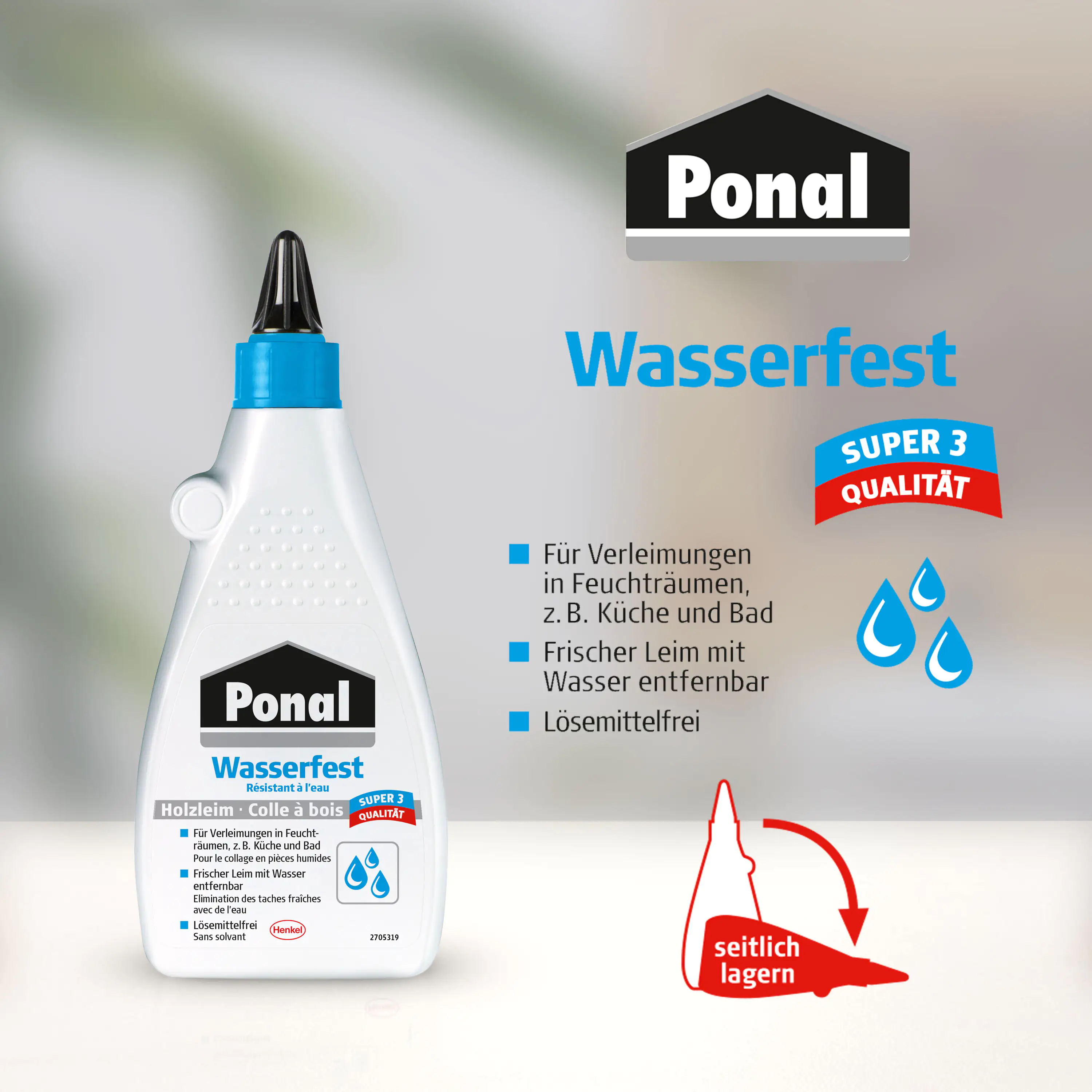 Ponal Holzleim Wasserfest 120 g Flasche, trocknet transparent Ponal Holzleim Wasserfest 120 g Flasche, trocknet transparent