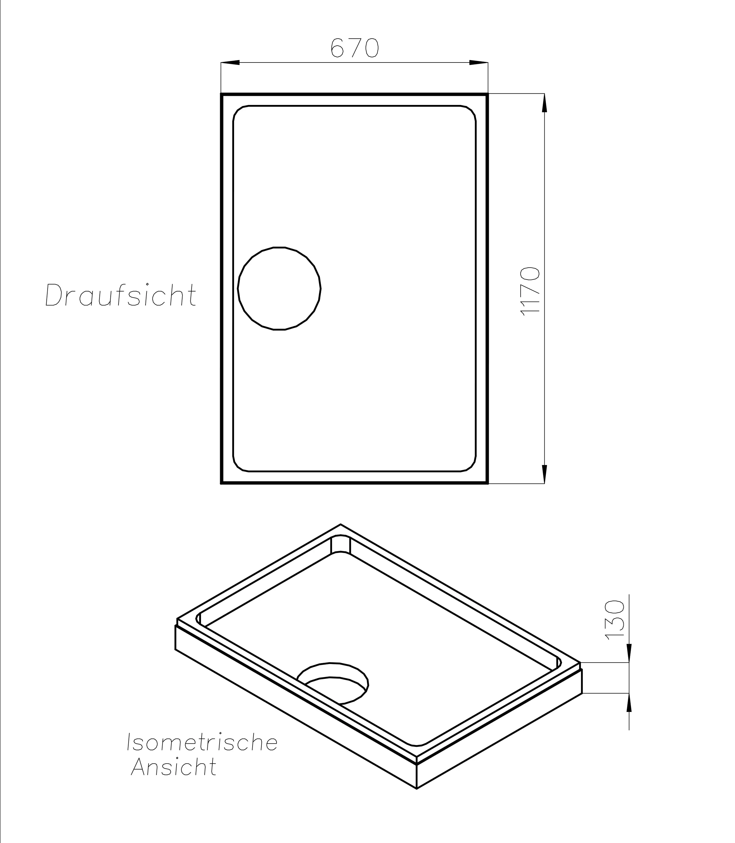 Ottofond Wannenträger Maui R 1170 x 670 mm, geeignet für Duschwanne Maui R