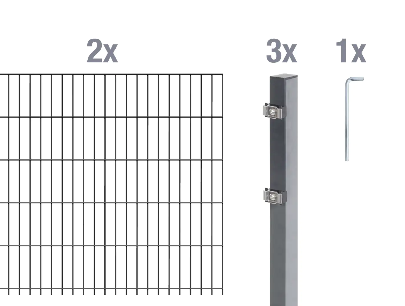 Alberts Doppelstabmatten-Grundset 4 m 200 x 160 cm 6/5/6 anthrazit