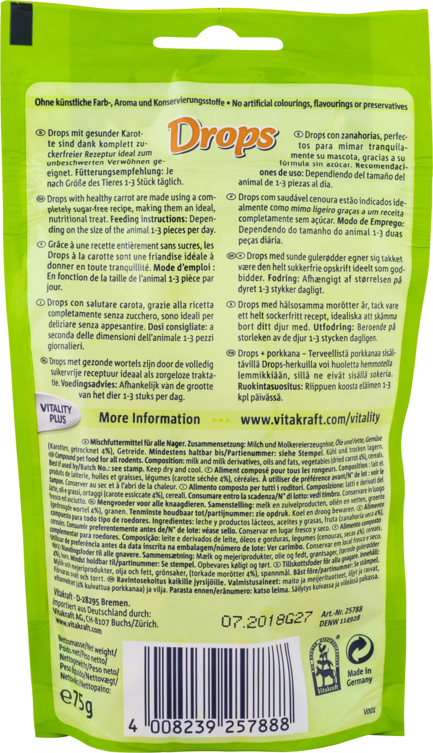 Vitakraft Drops + Karotte 75 g Vitakraft Drops + Karotte 75 g