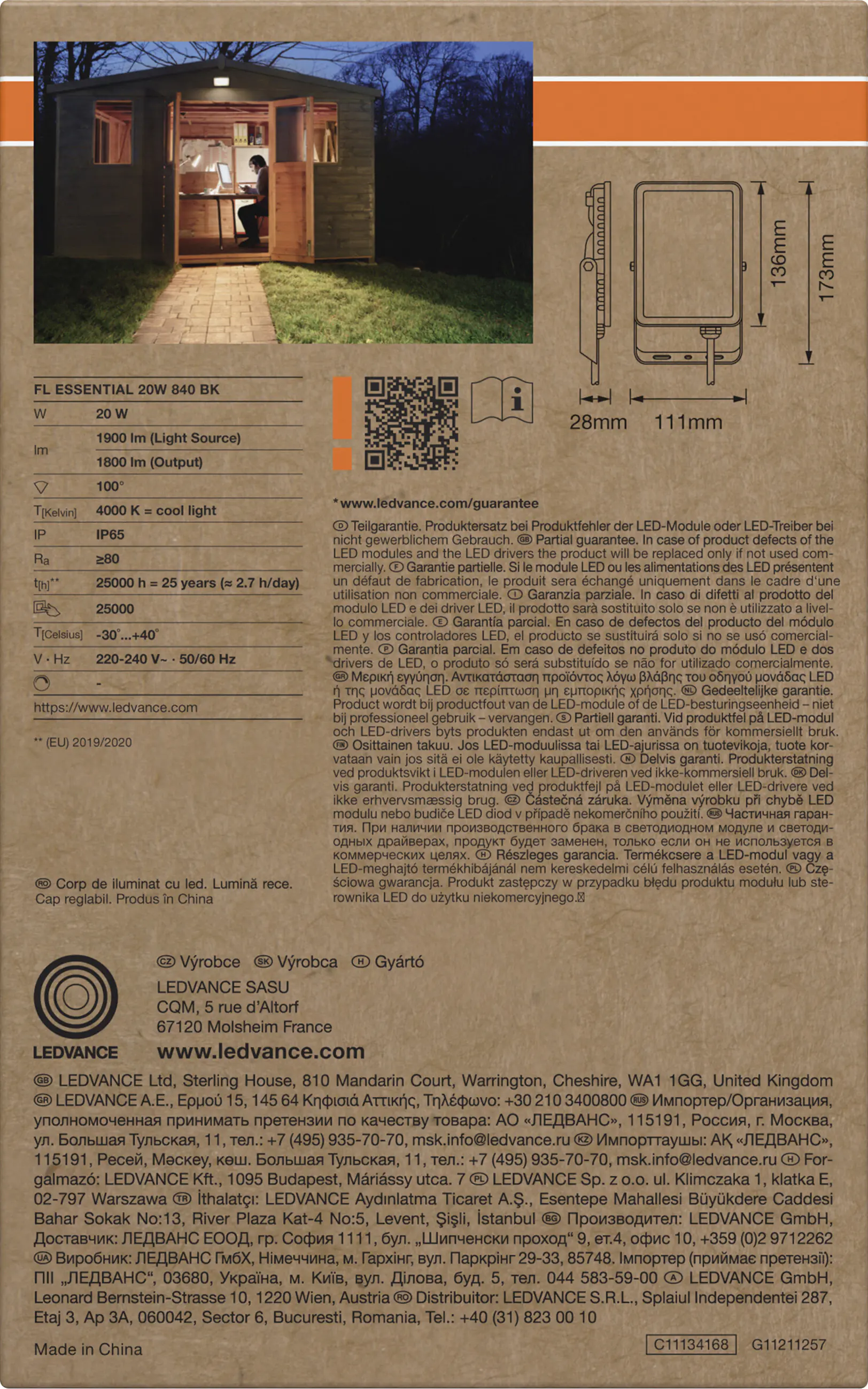 Osram LED-Außenleuchte Floodlight Essential 17,3 cm neutralweiß schwarz