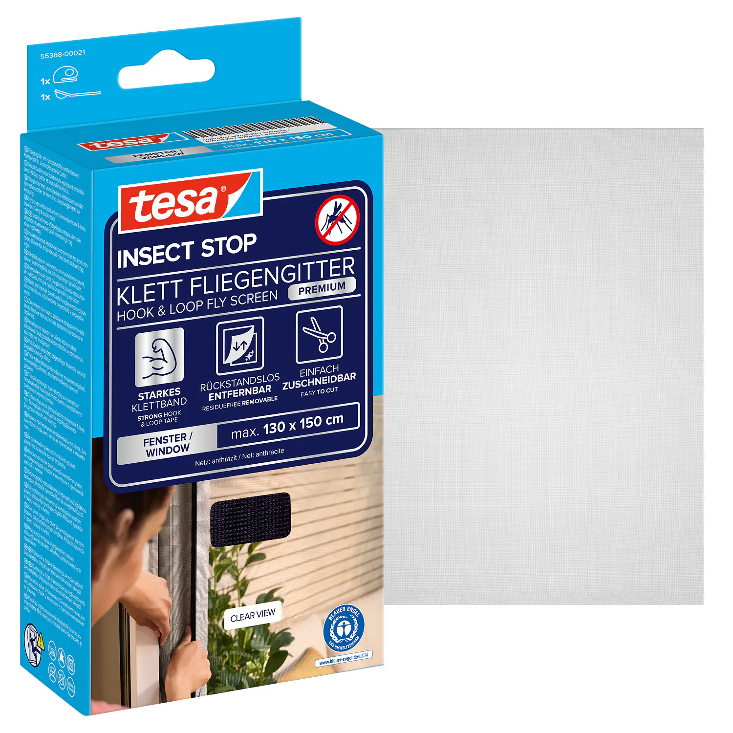 tesa Insektenschutz-Fenster COMFORT 130 x 150 cm anthrazit
