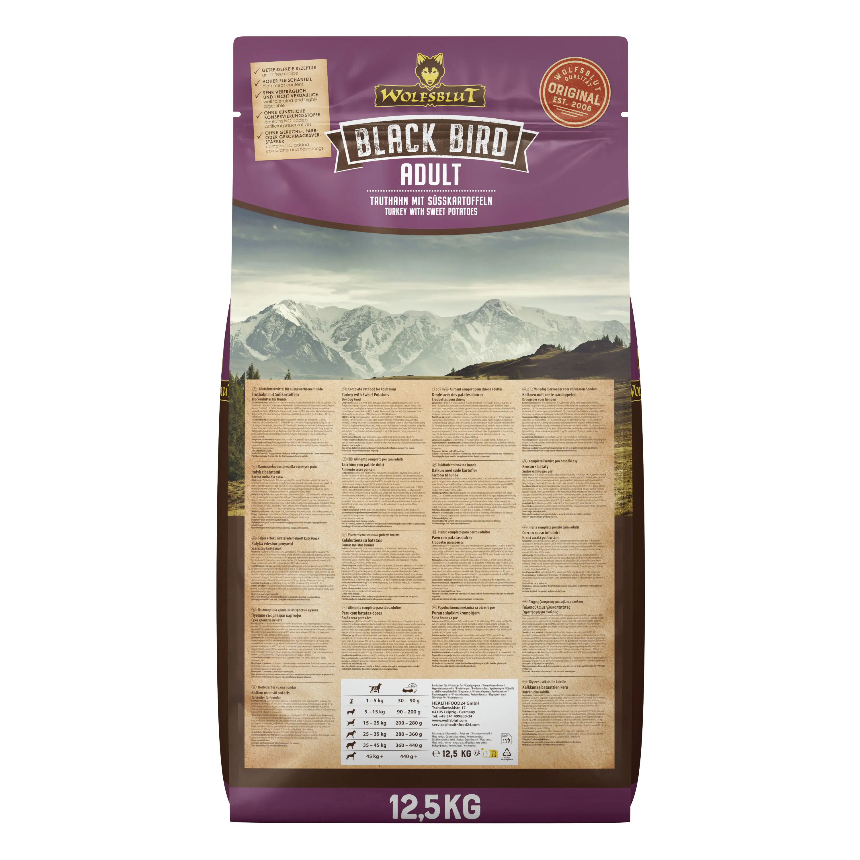 Wolfsblut Black Bird Adult Truthahn mit Süßkartoffel Hundefutter 12,5 kg Wolfsblut Black Bird Adult Truthahn mit Süßkartoffel Hundefutter 12,5 kg