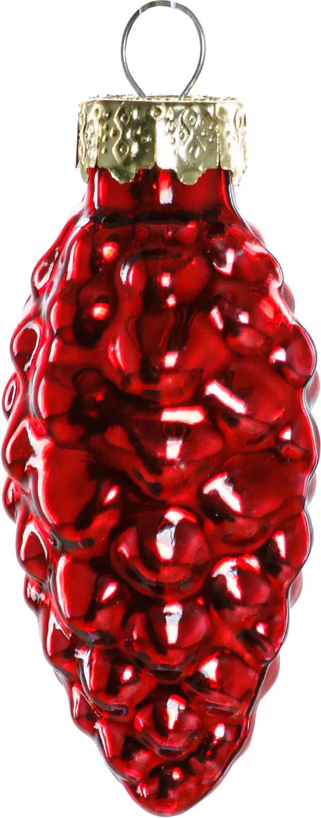 2076601538554_03 TrendLine Weihnachtskugeln Glas-Tannenzapfen 6 cm rot 12 Stück