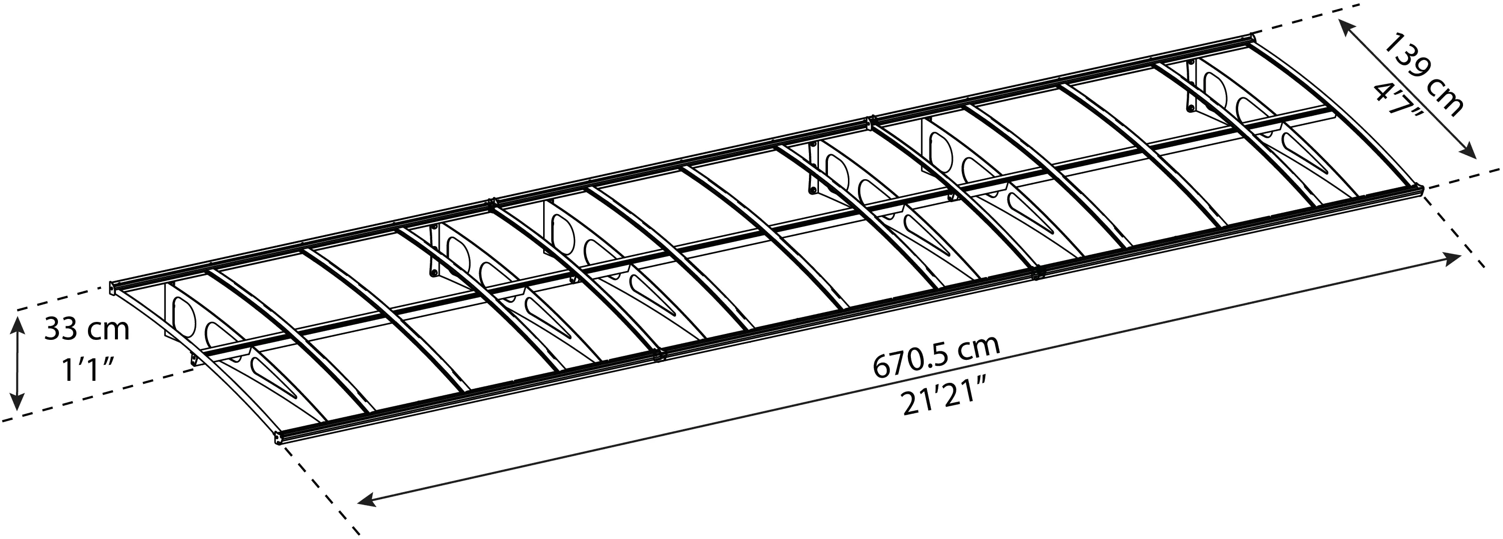 Canopia Vordach Bordeaux  670,5 x 139 cm weiß