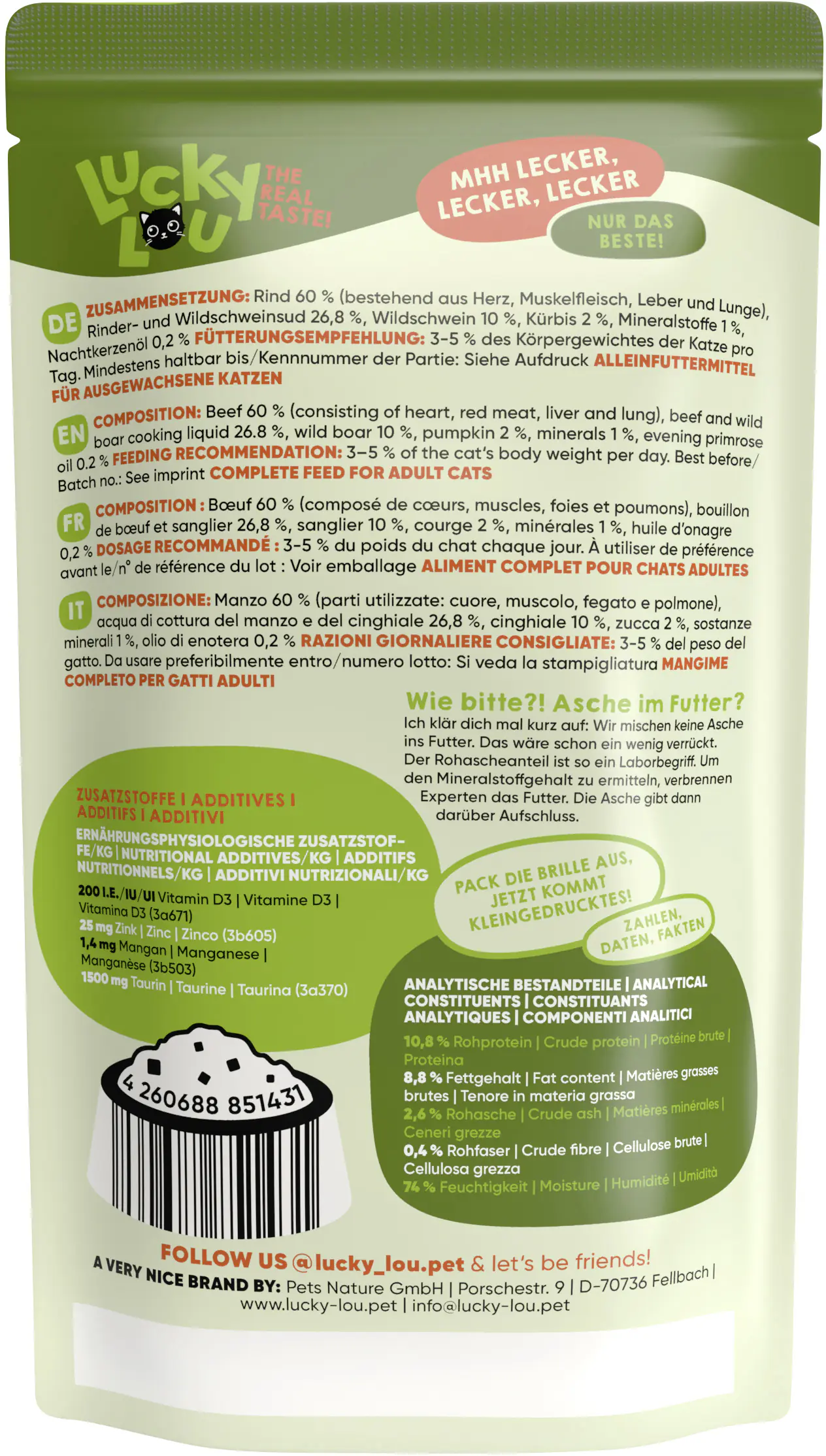 Lucky Lou Lifestage Adult Rind und Wildschwein 125g