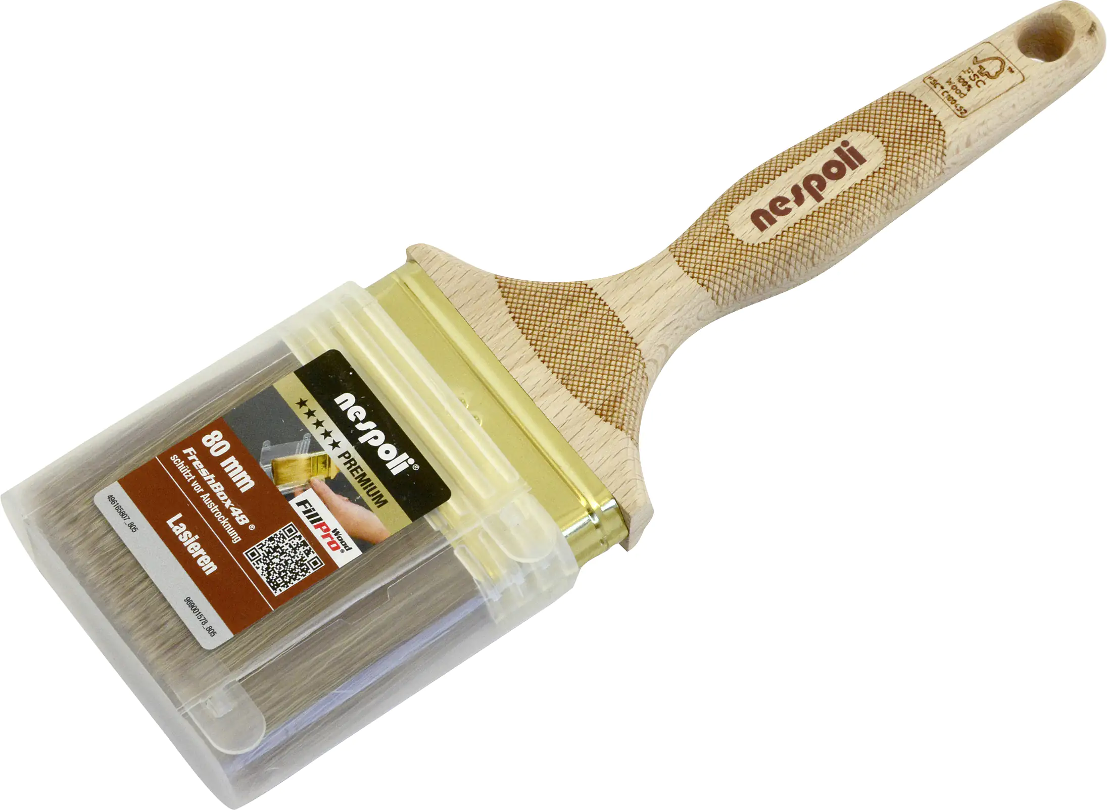 Nespoli FillPro Wood Flachpinsel Lasuren LaserTouch-Griff 8. Stärke, 80 mm Nespoli FillPro Wood Flachpinsel Lasuren LaserTouch-Griff 8. Stärke, 80 mm