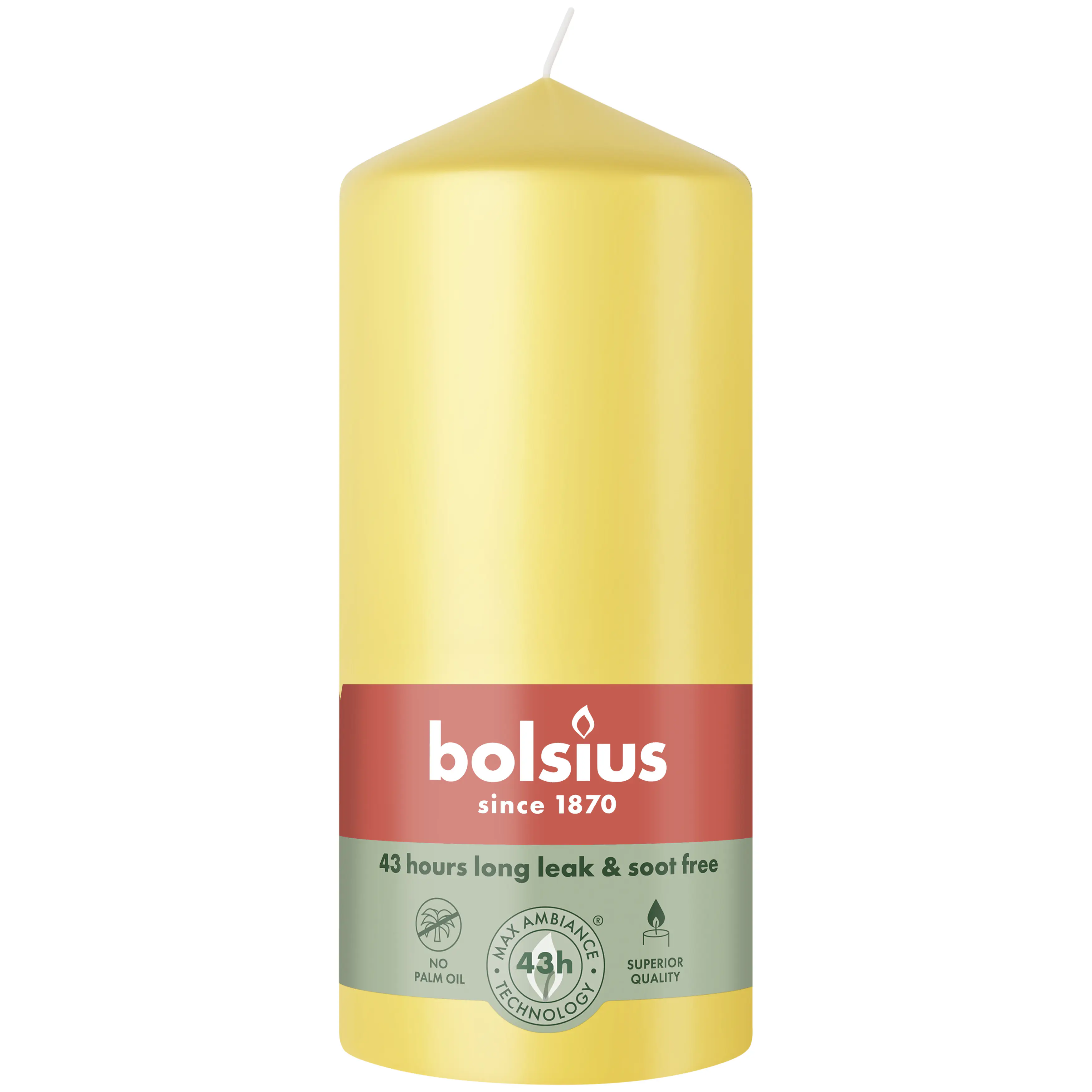 Bolsius Stumpenkerze sonnengelb 13 cm Ø 6,8 cm 