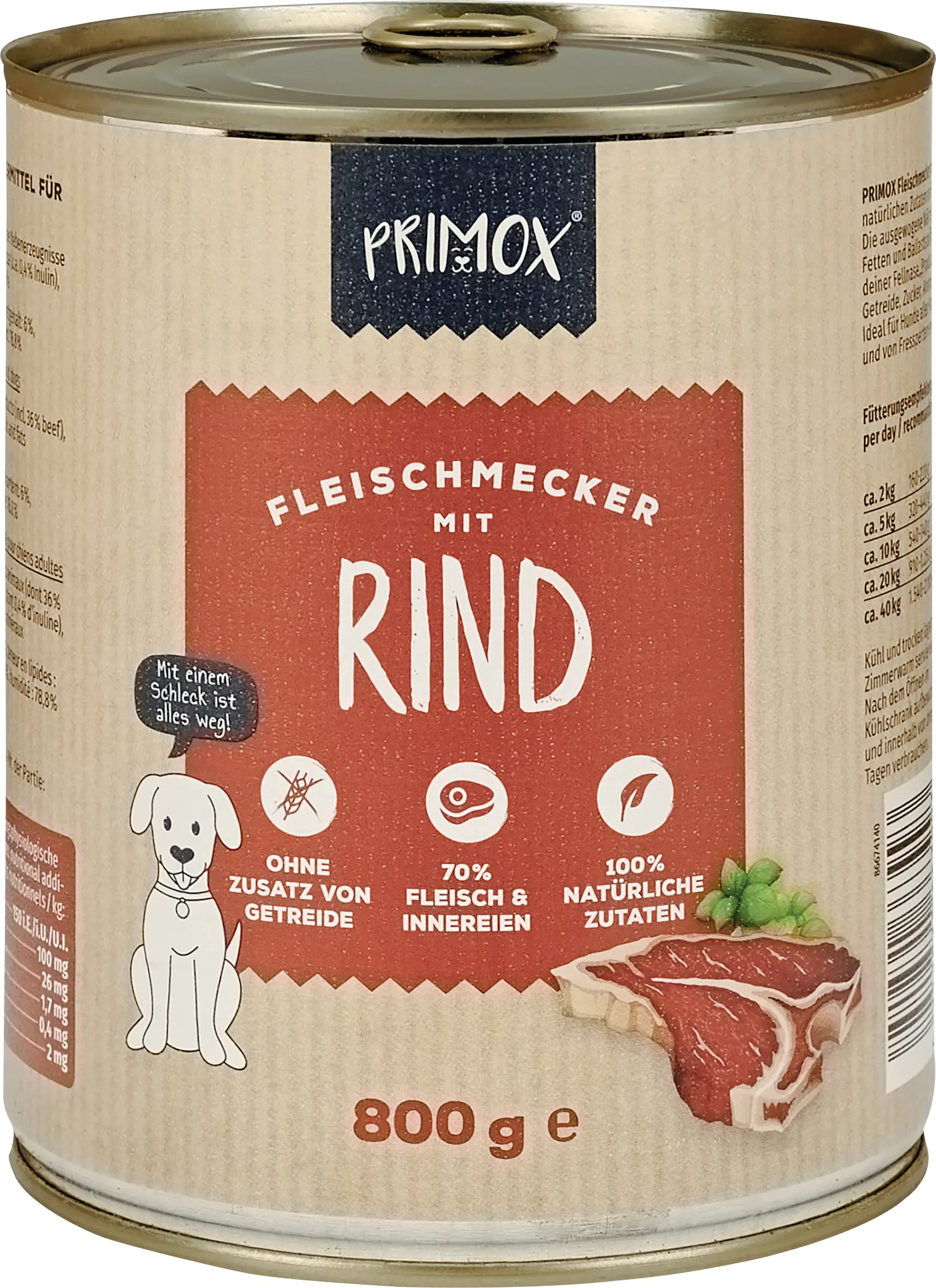 Primox Hundenassfutter Adult getreidefrei 800 g Rind