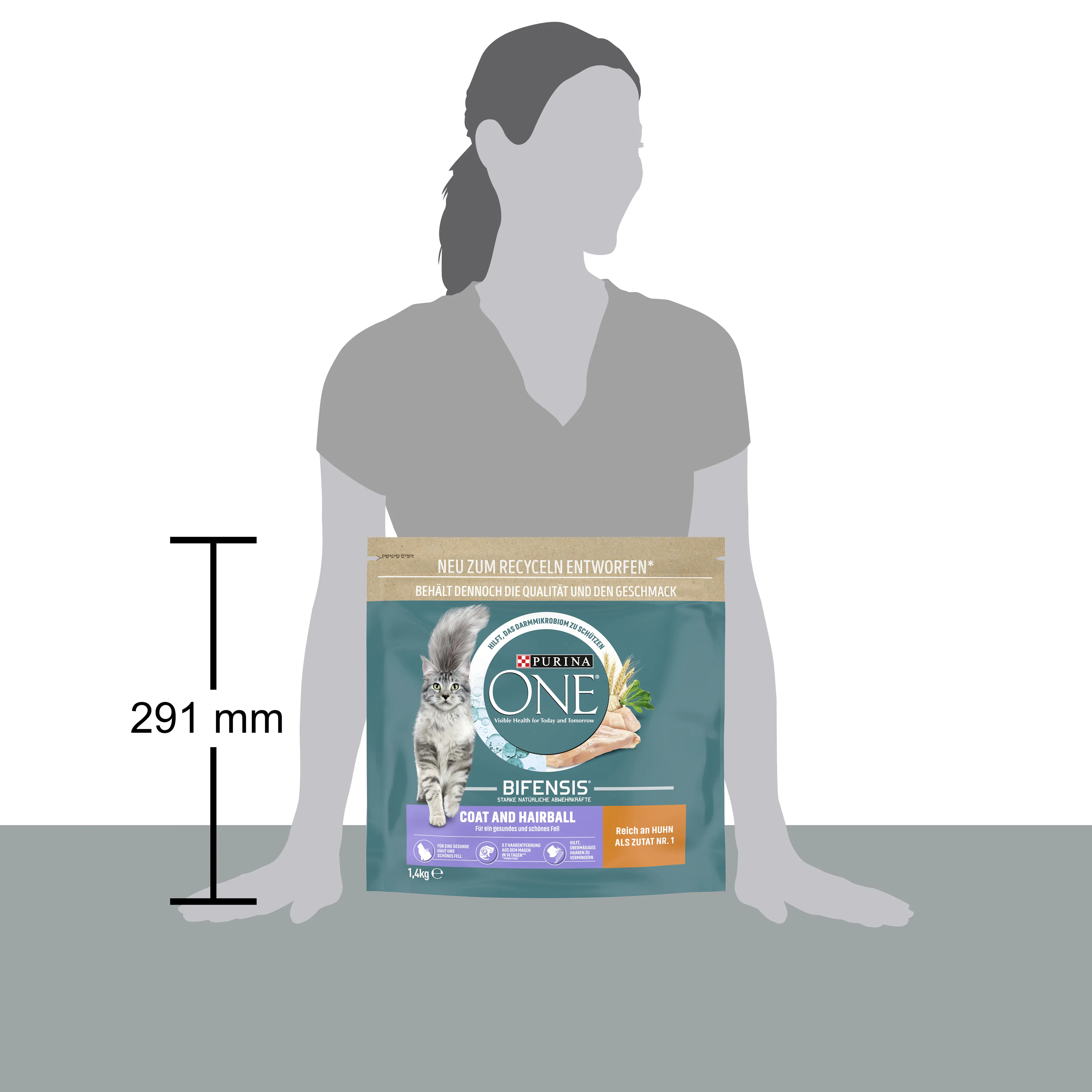 Purina One Katzenfutter Coat & Hairball Reich an Huhn 1,4 kg