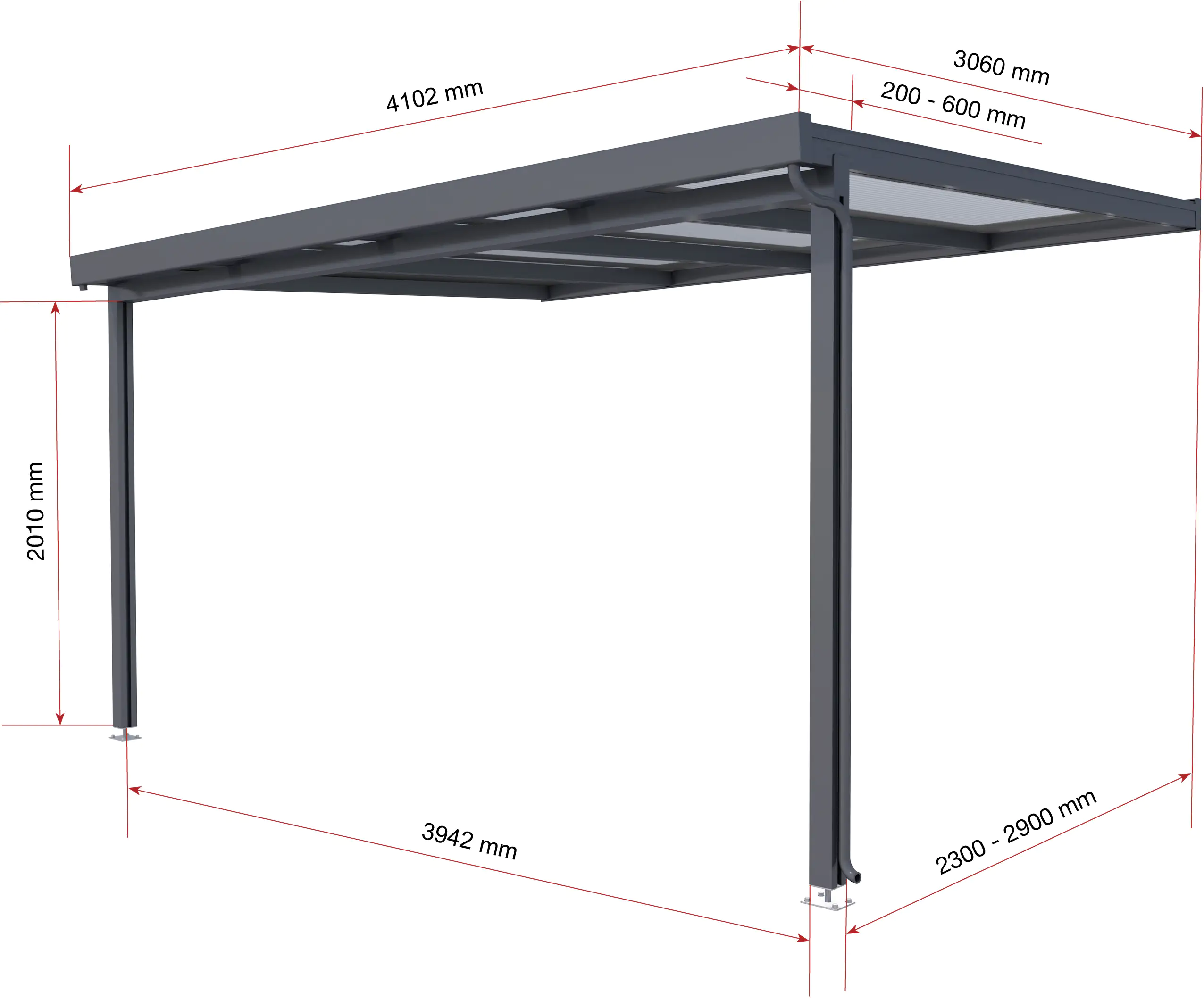 Gutta Premium Terrassendach 410,2 x 306 cm anthrazit Klima blue 16 mm