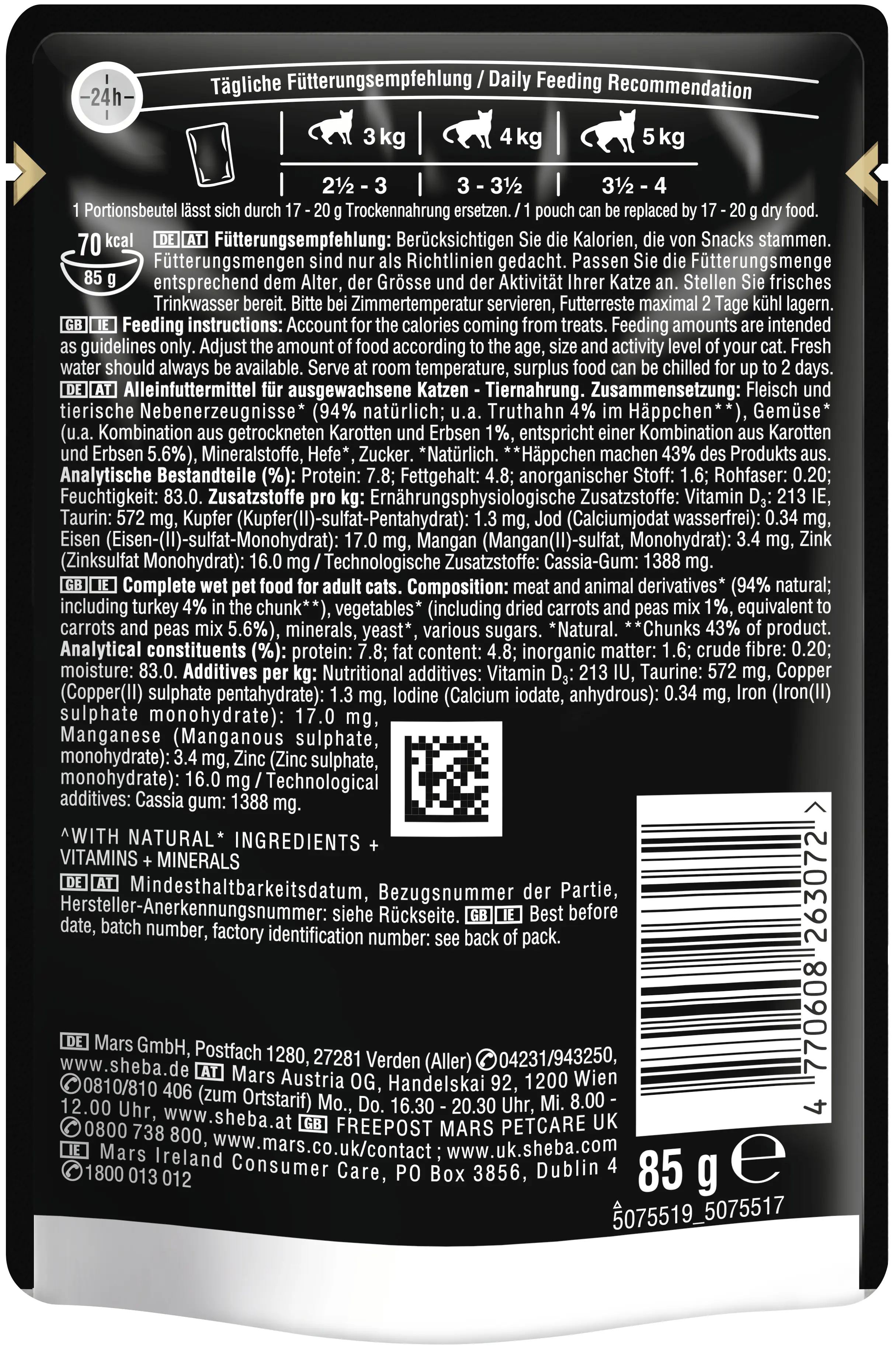 Sheba Pouch Katzennassfutter Adult 85 g Truthahn & Karotte