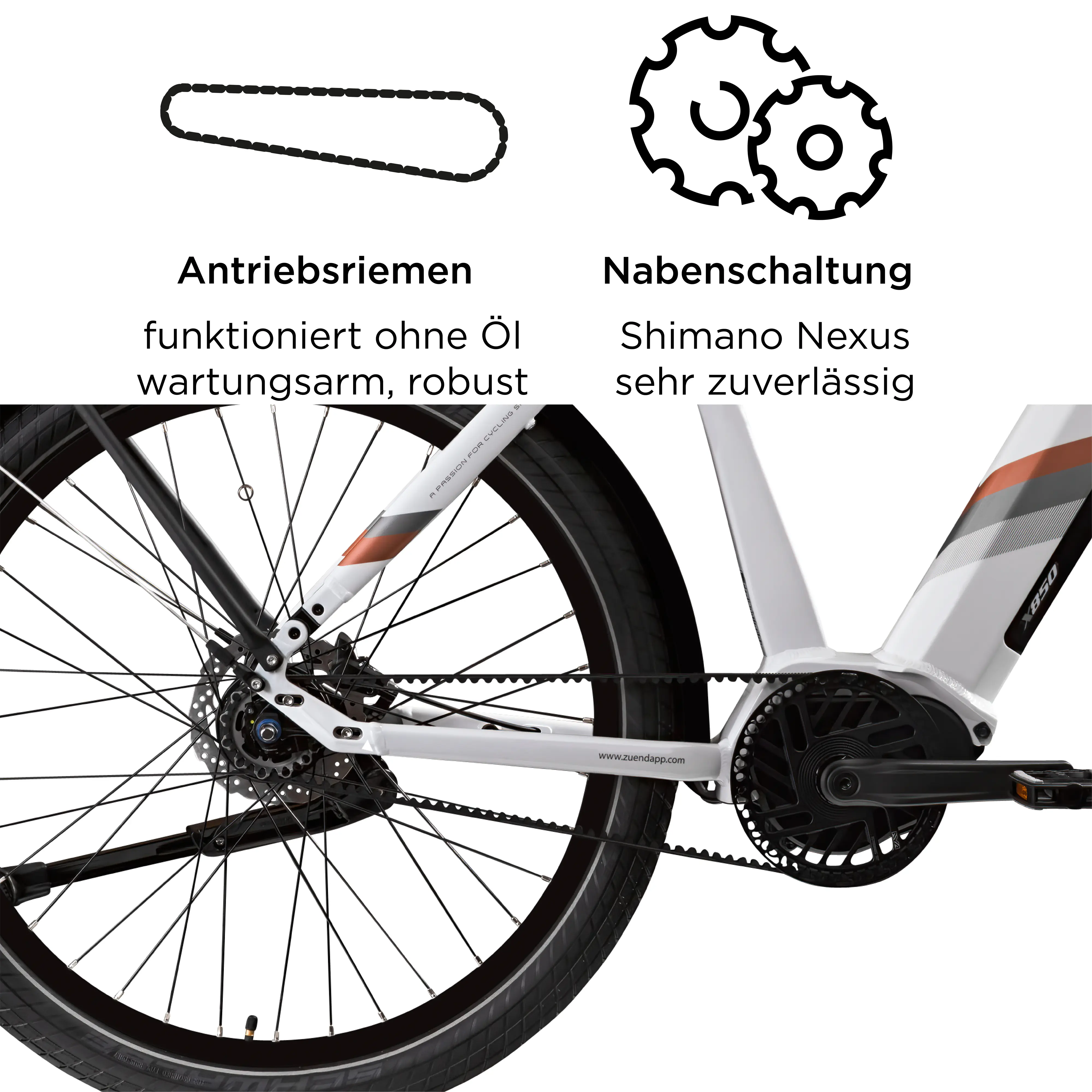 Zündapp E-Bike Trekking X850 Diamantrahmen 27,5 Zoll 7-Gang 550 Wh weiß