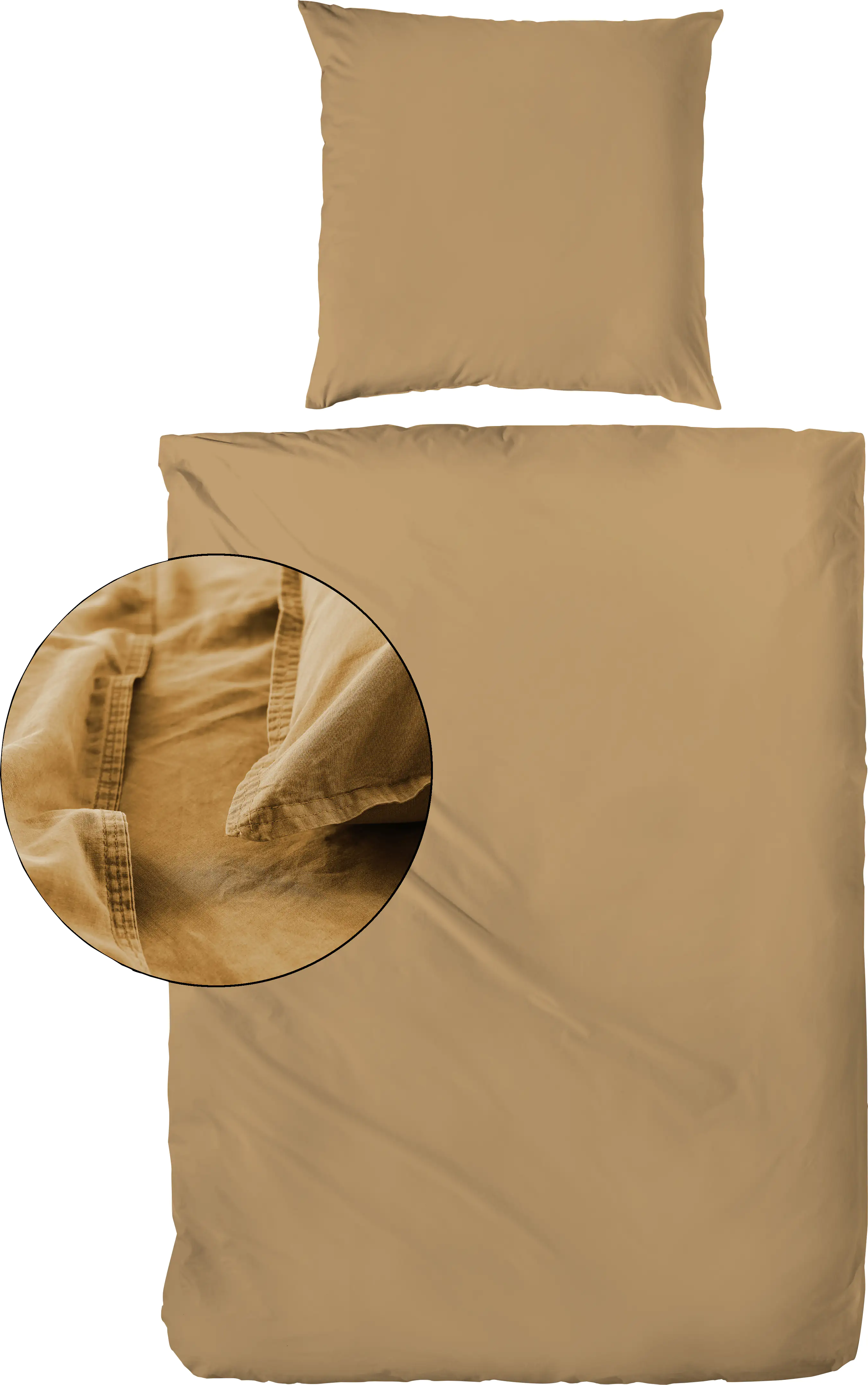 Renforcé Bettwäsche Stone-Washed curry, 135 x 200 cm