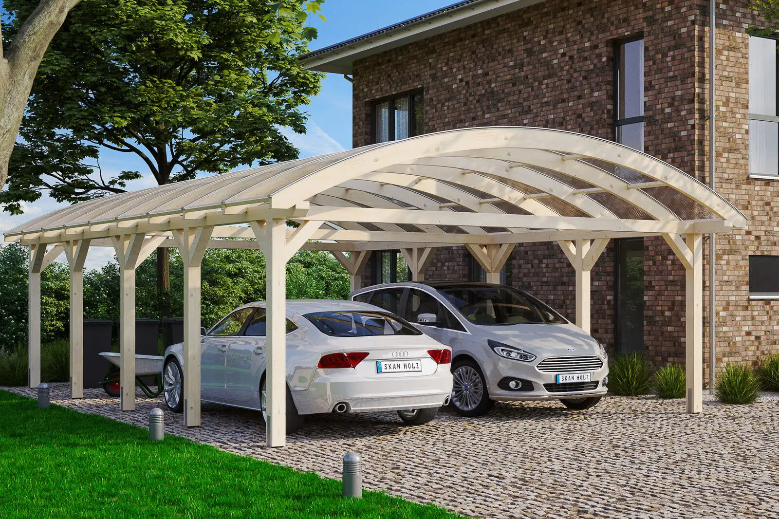 SKAN HOLZ Bogendach-Carport Franken 635 x 969 cm natur