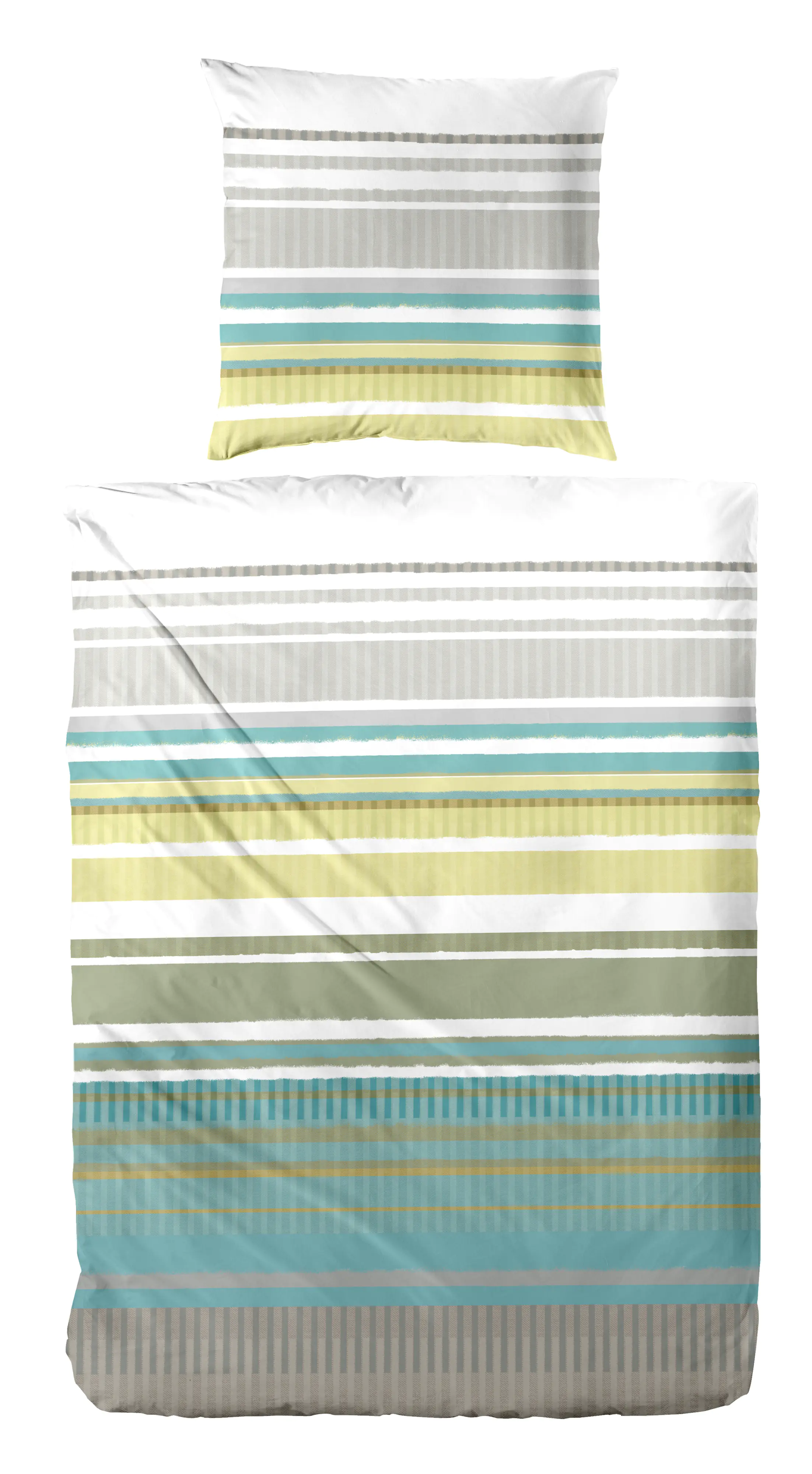 Vario Bettwäsche Baumwolle Perkal Streifen grün-blau 135 x 200 cm  Vario Bettwäsche Baumwolle Perkal Streifen grün-blau 135 x 200 cm