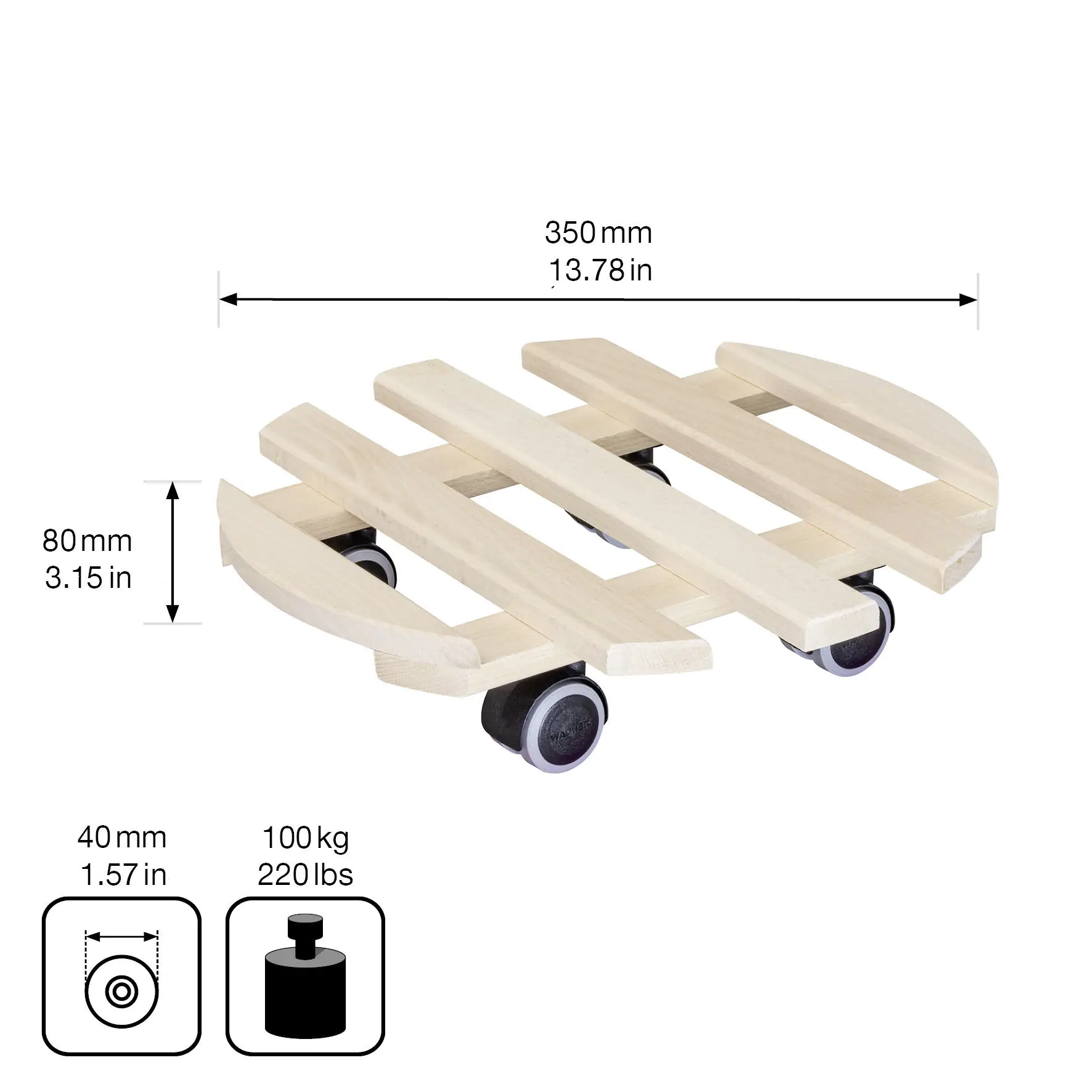 WAGNER Pflanzenroller Paletti Ø 35 cm Tragkraft bis max. 100 kg