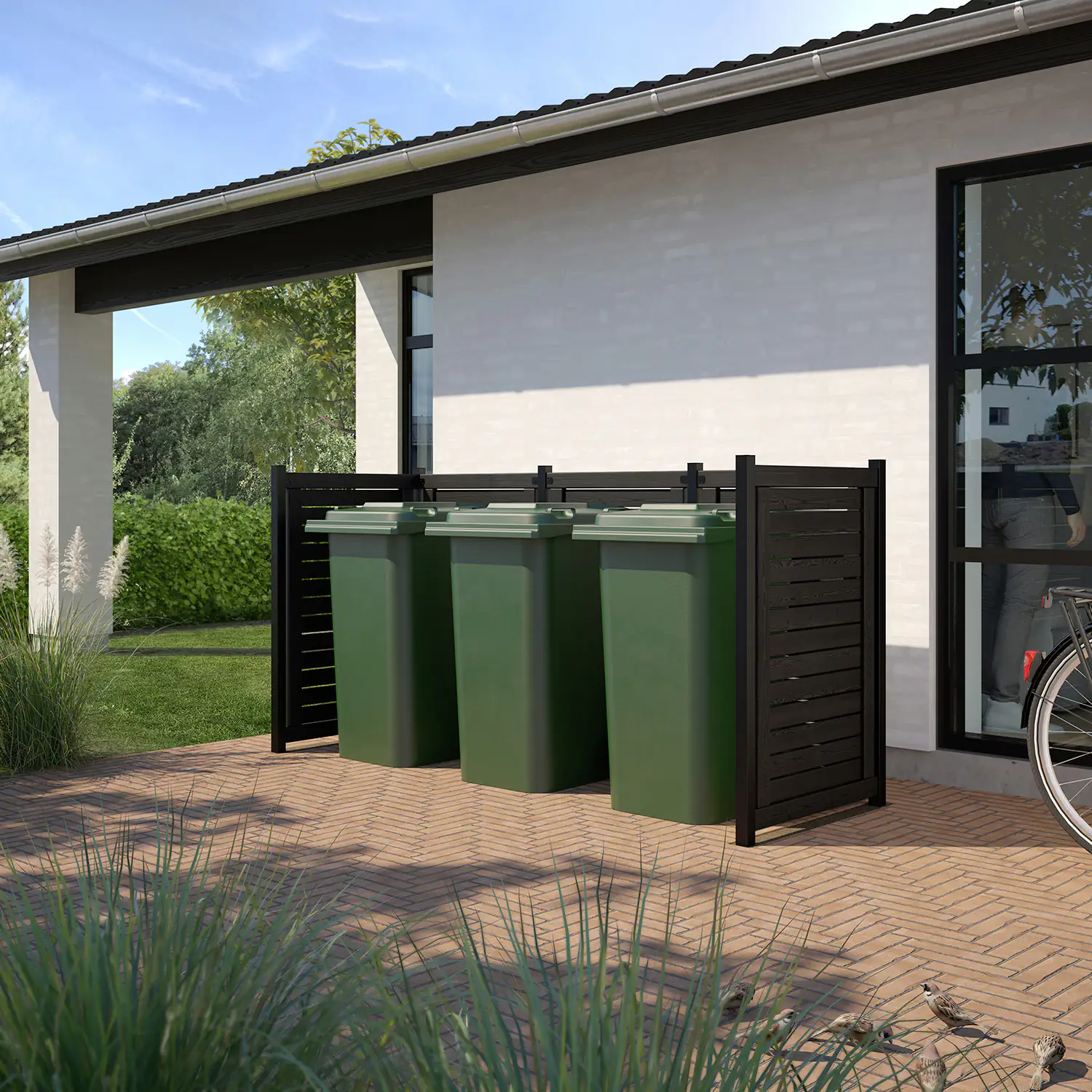 Plus Mülltonnenverkleidung Lund zum Einbetonieren  RAL 9005 Schwarz