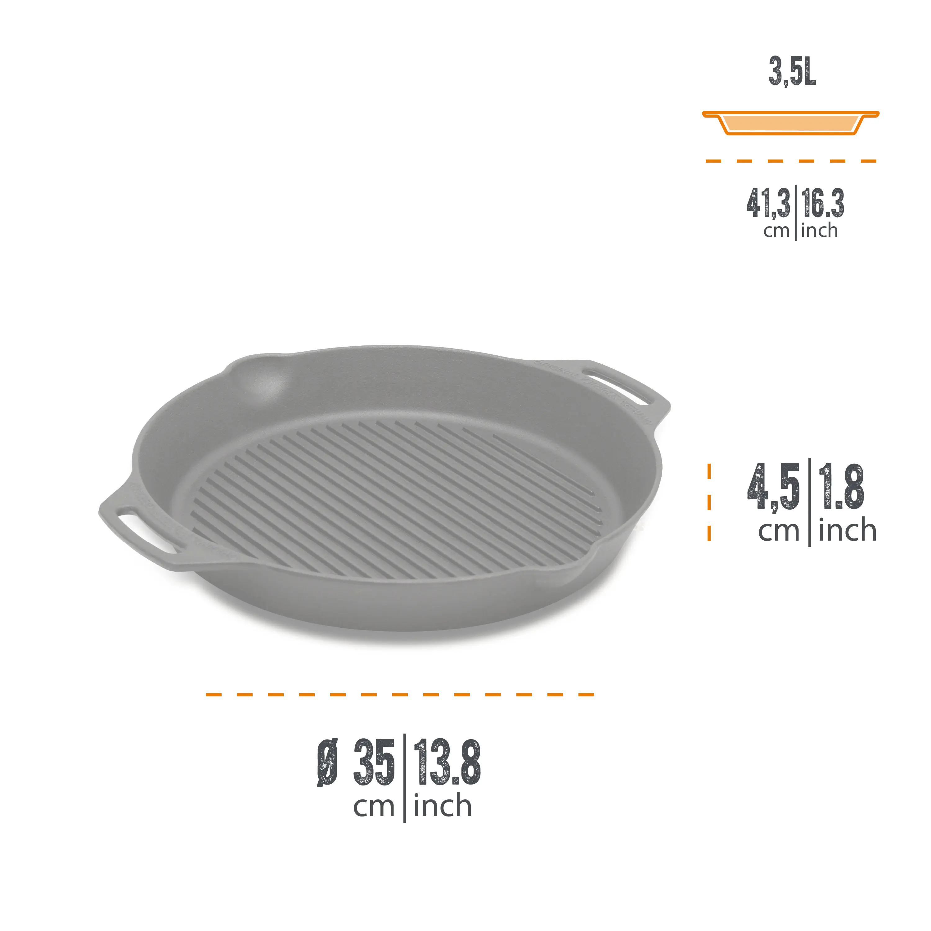 Petromax Grillpfanne Gusseisen Ø 35 cm mit zwei Henkeln