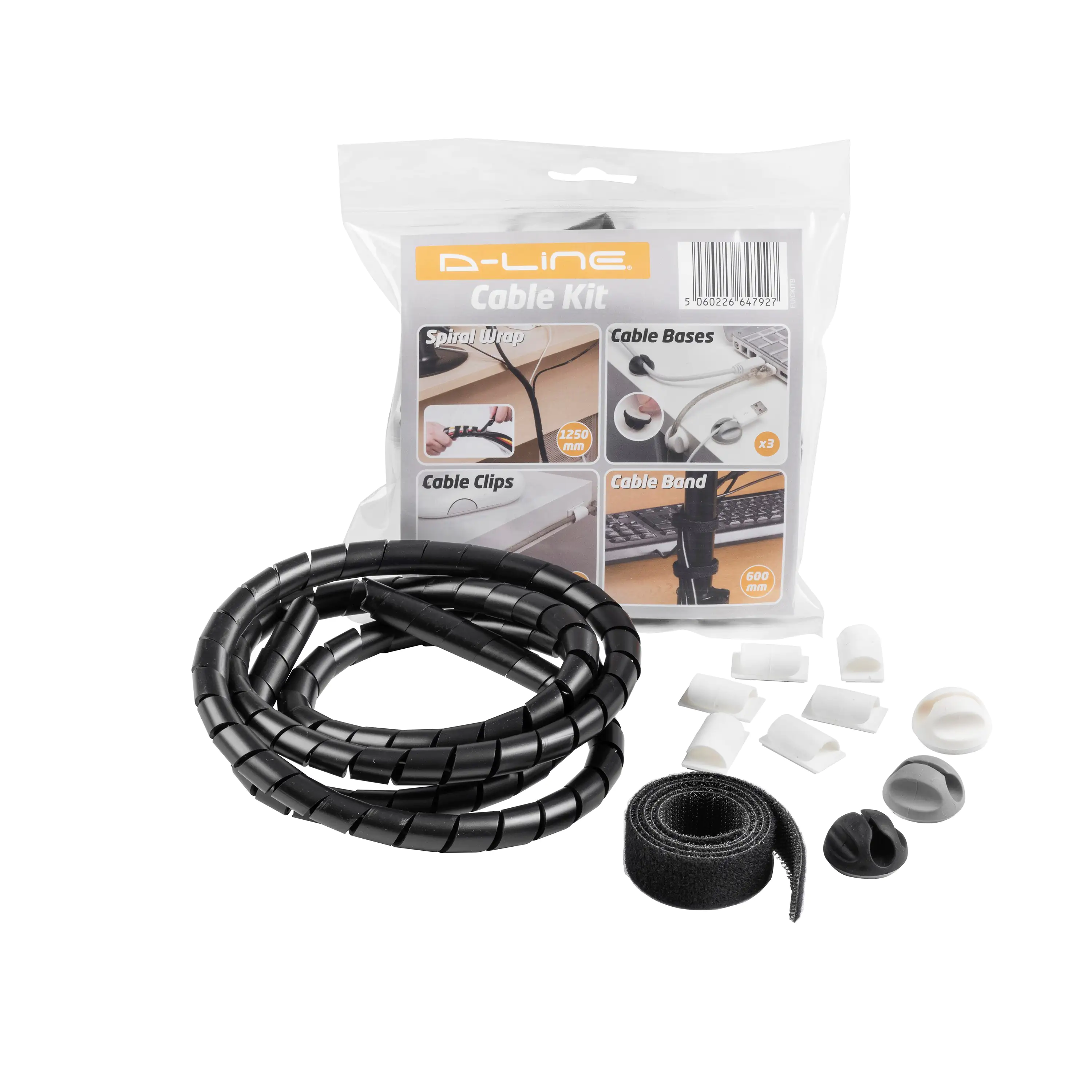 D-Line Kabelmanagement-Set schwarz 11-teilig