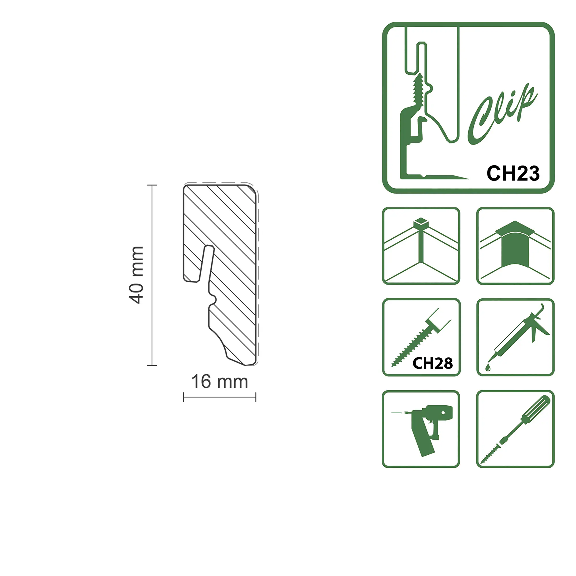 FN Neuhofer Sockelleiste eckig RAL9010 240 cm 40 x 16 mm Fichte/Kiefer