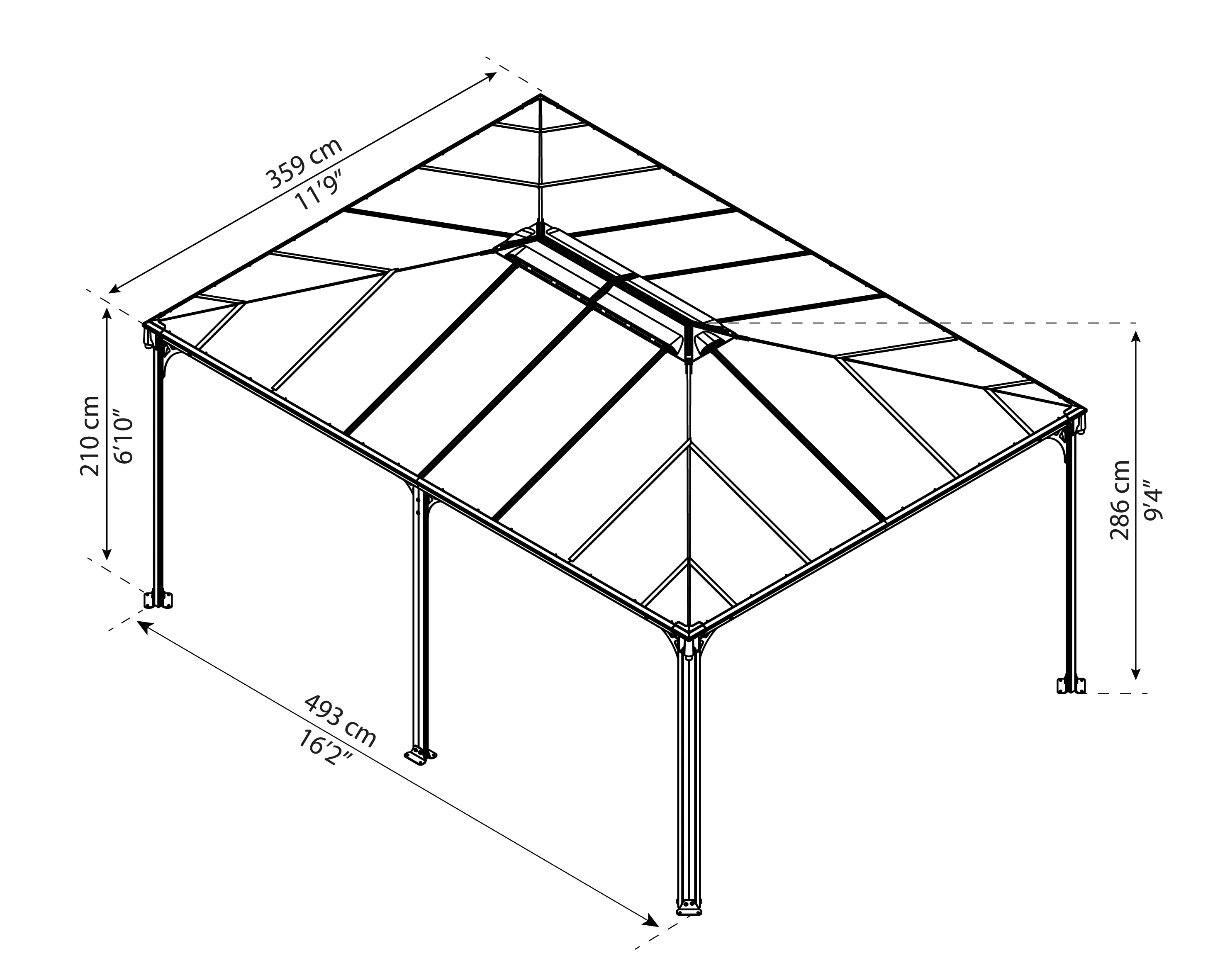 Canopia Pavillon Martinique 5000 493,1 x 359,3 x 286,1 cm, anthrazit