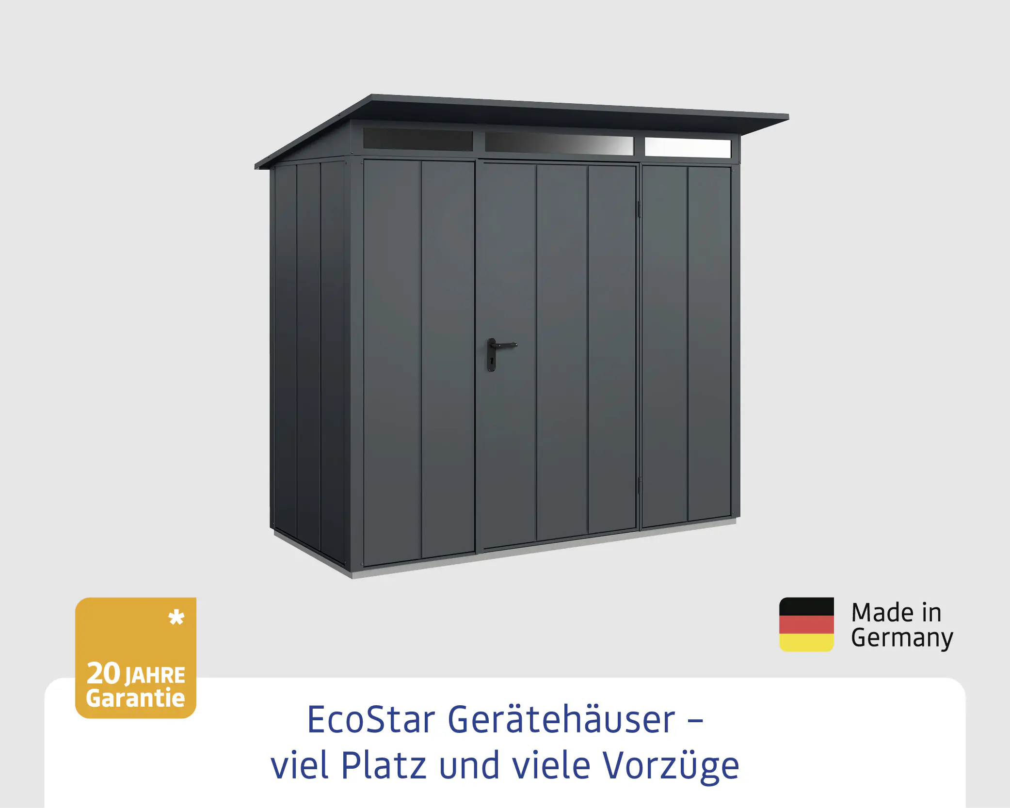 EcoStar Gerätehaus Elegant-P Typ 1 anthrazitgrau 247,9 x 153 x 228,6 cm
