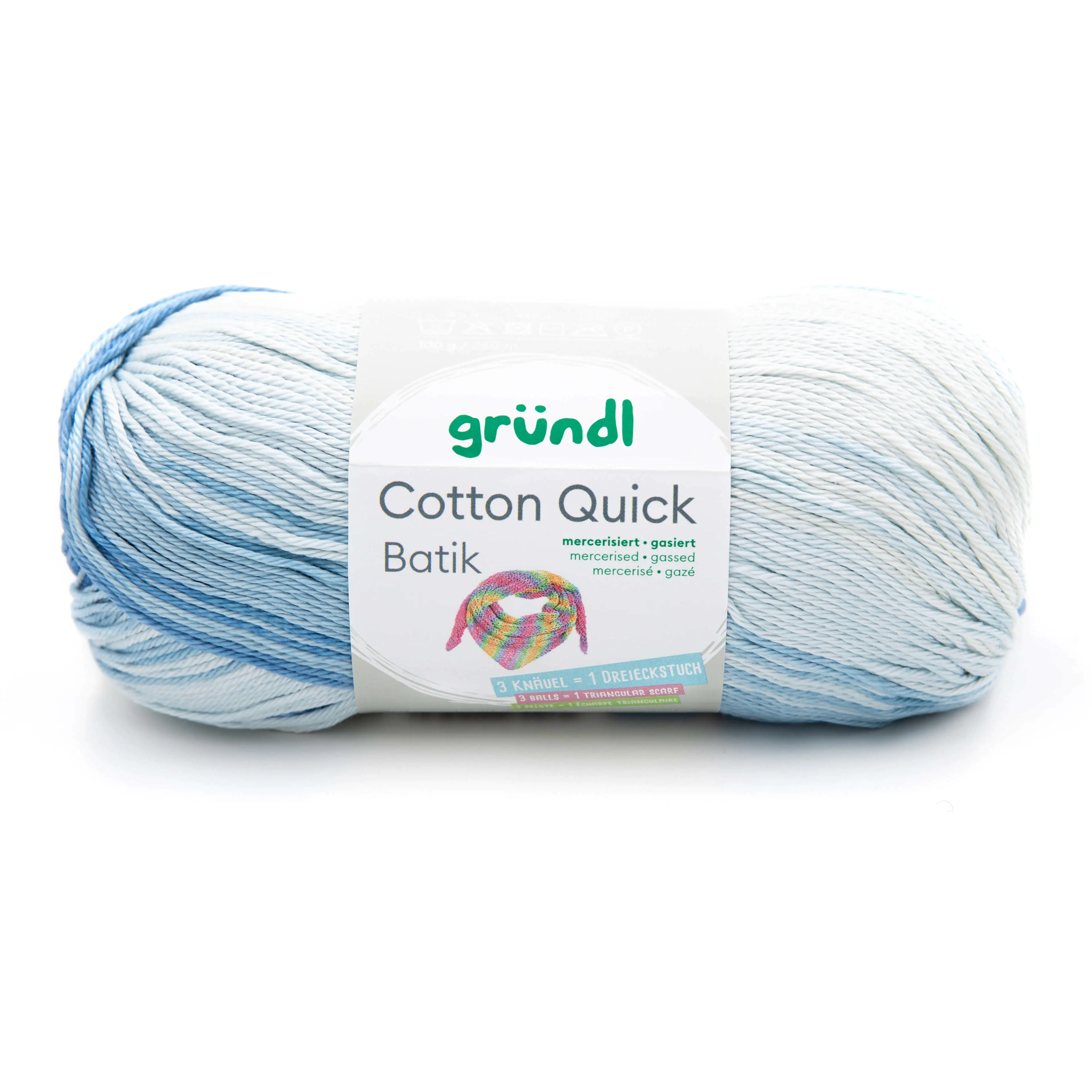 Gründl Wolle Cotton Quick Batik 100 g hellblau-mittelblau-dunkelblau