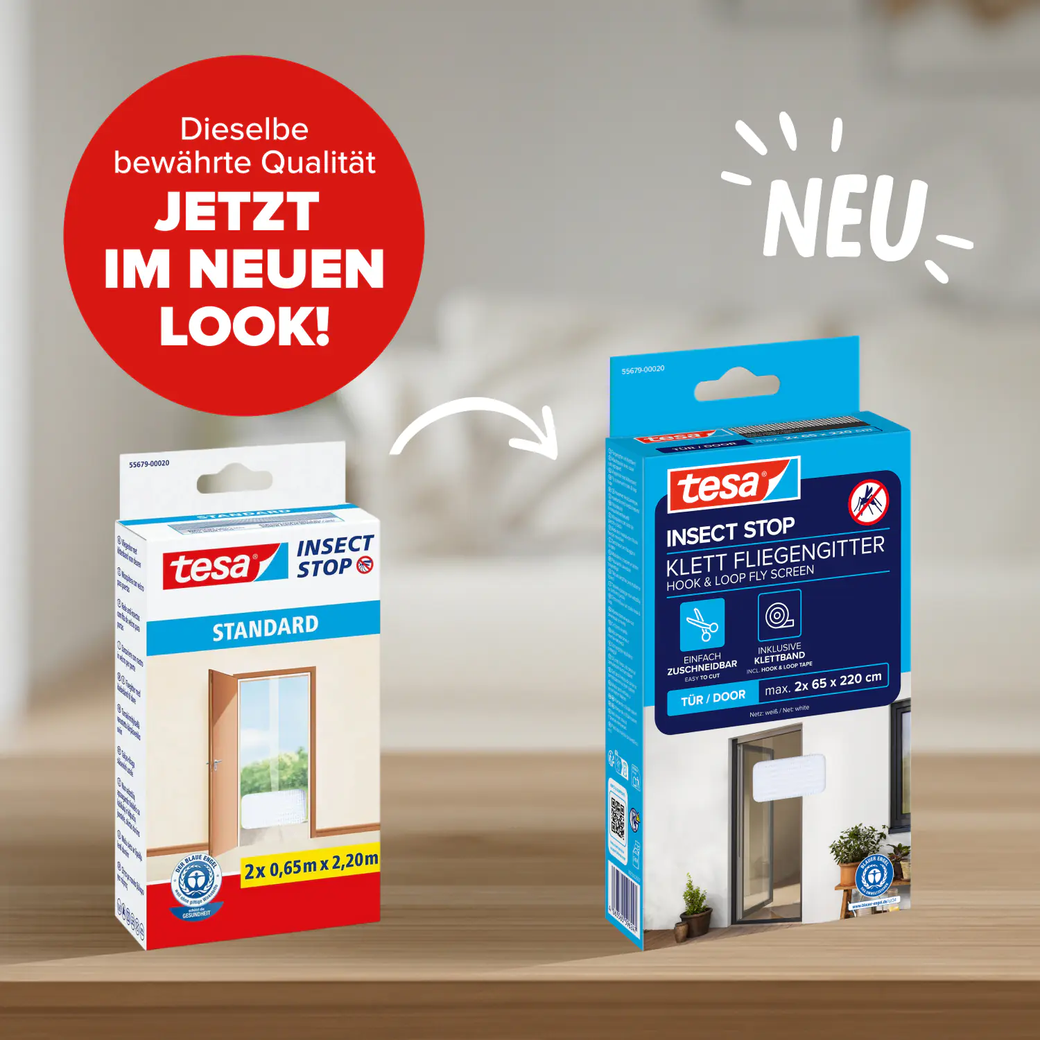 tesa Fliegengitter Tür 65 x 220 cm weiß kürzbar 2 Stück