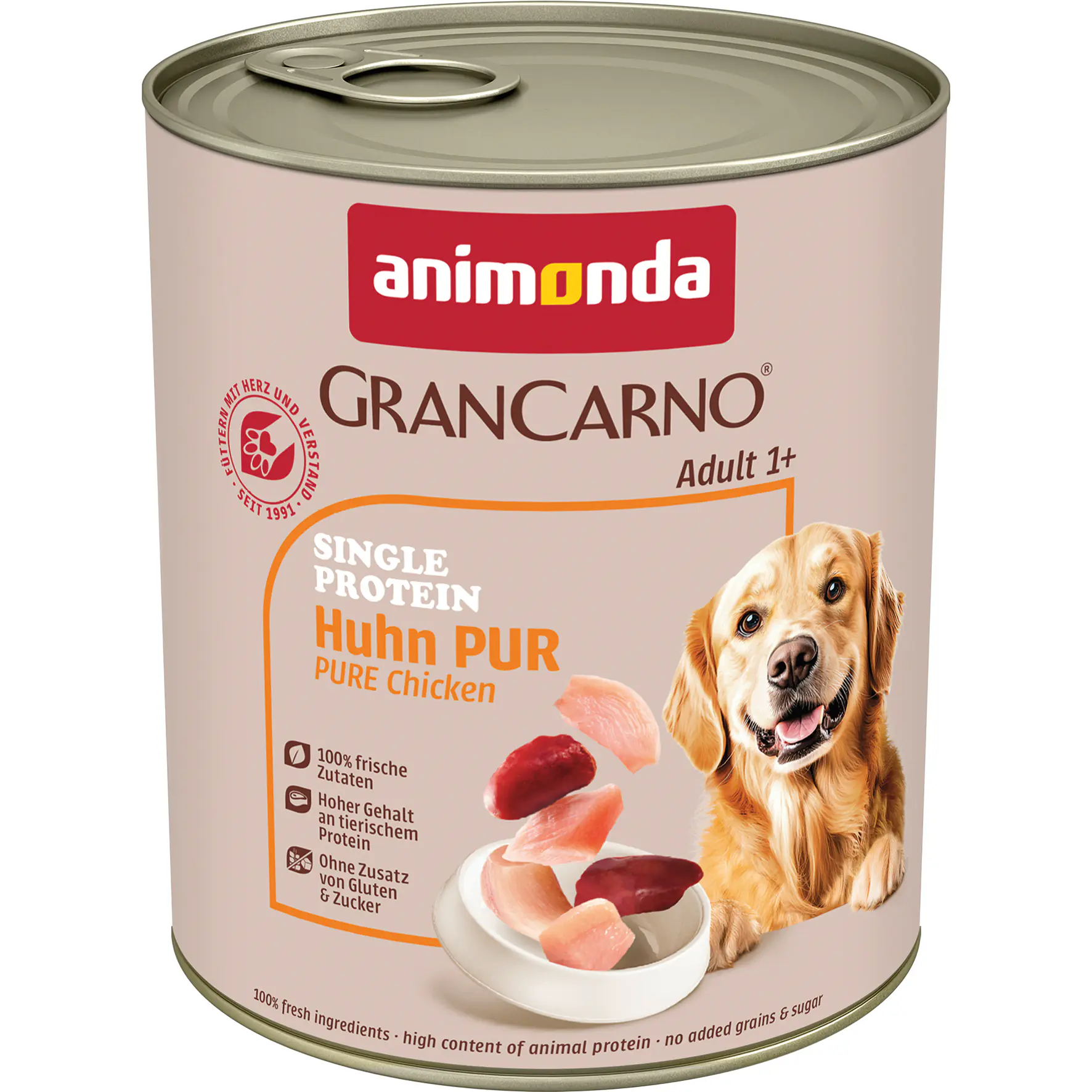 Animonda GranCarno Hundenassfutter Adult Single Protein getreidefrei 800 g Huhn