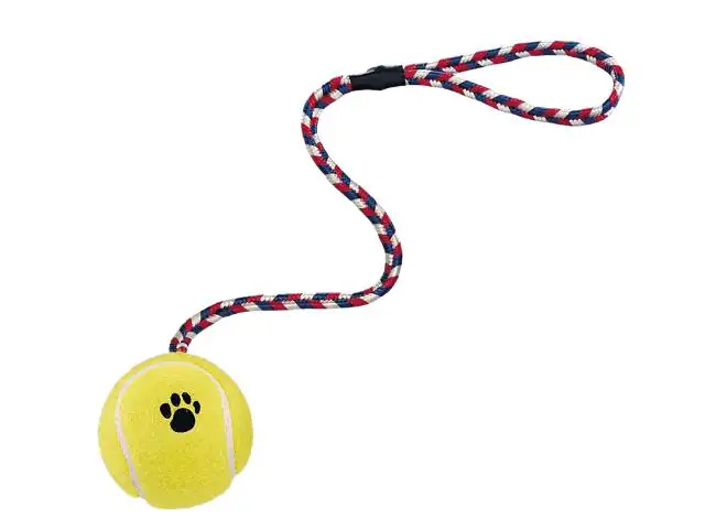 4033766009525 Nobby Tennisball mit Wurfschlaufe 6,5 cm Seil 70 cm Größe M