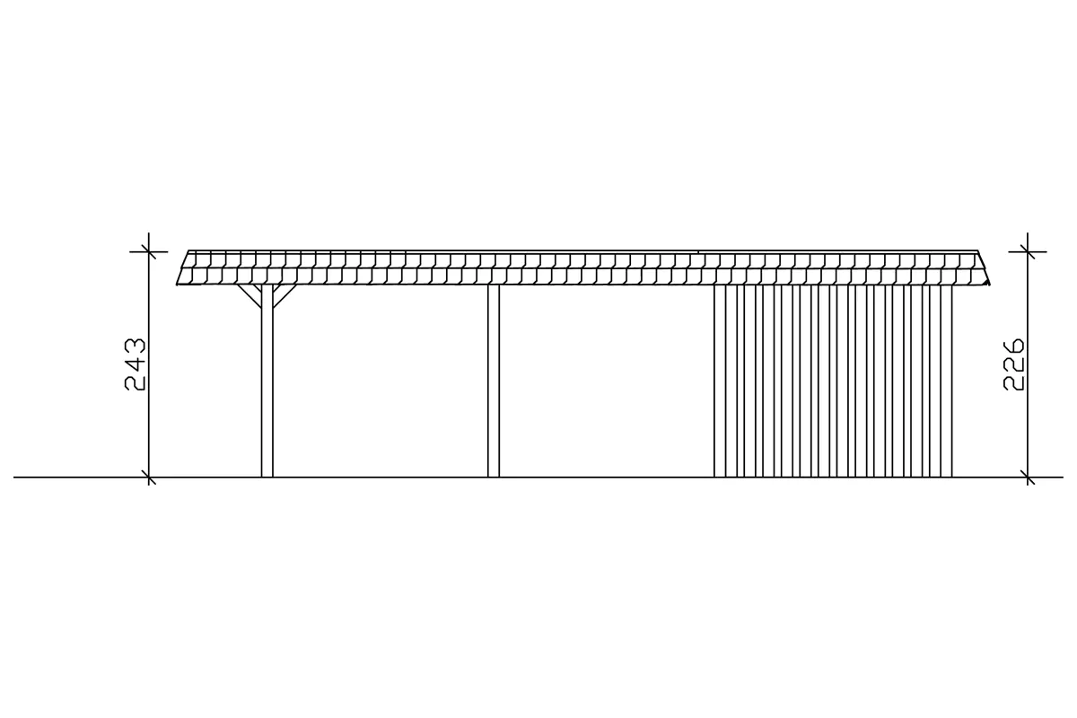 SKAN HOLZ Carport Wendland mit Abstellraum 362 x 870 cm mit Aluminiumdach