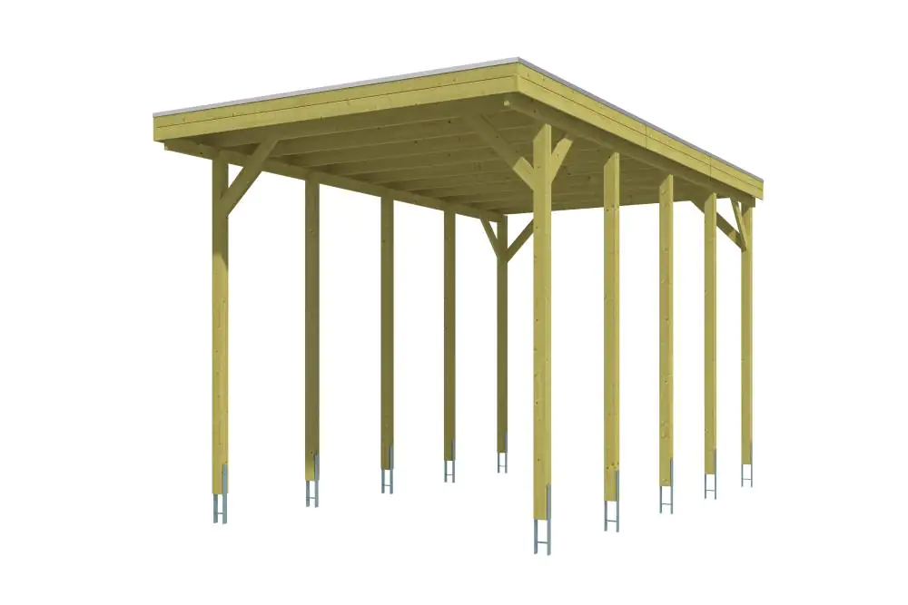 SKAN HOLZ Carport Friesland Caravan 397 x 708 cm, Grün imrpägniert