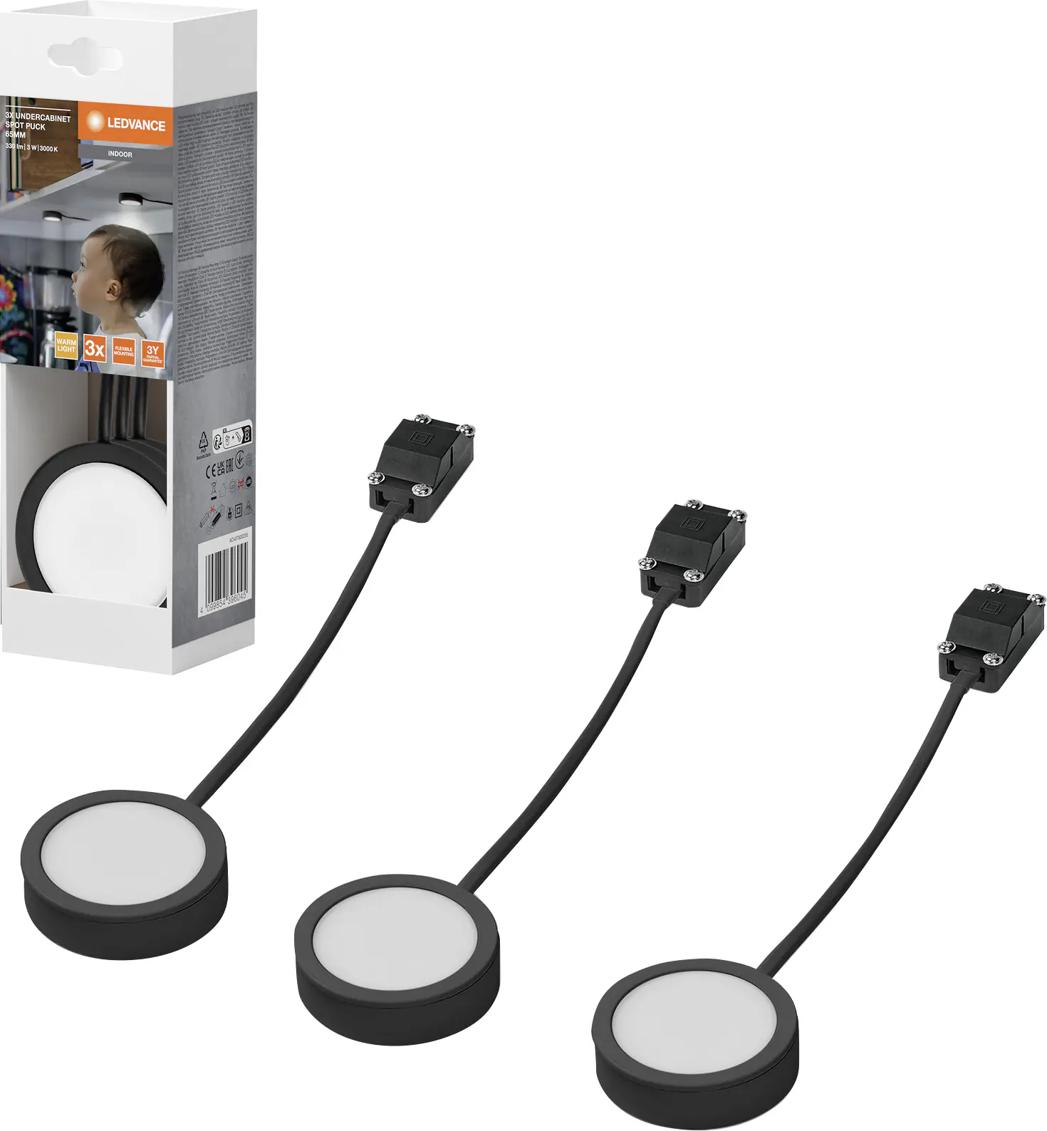 Ledvance Schrankleuchten-Spots 3er Set 3x3W 250 lm warmweiß schwarz