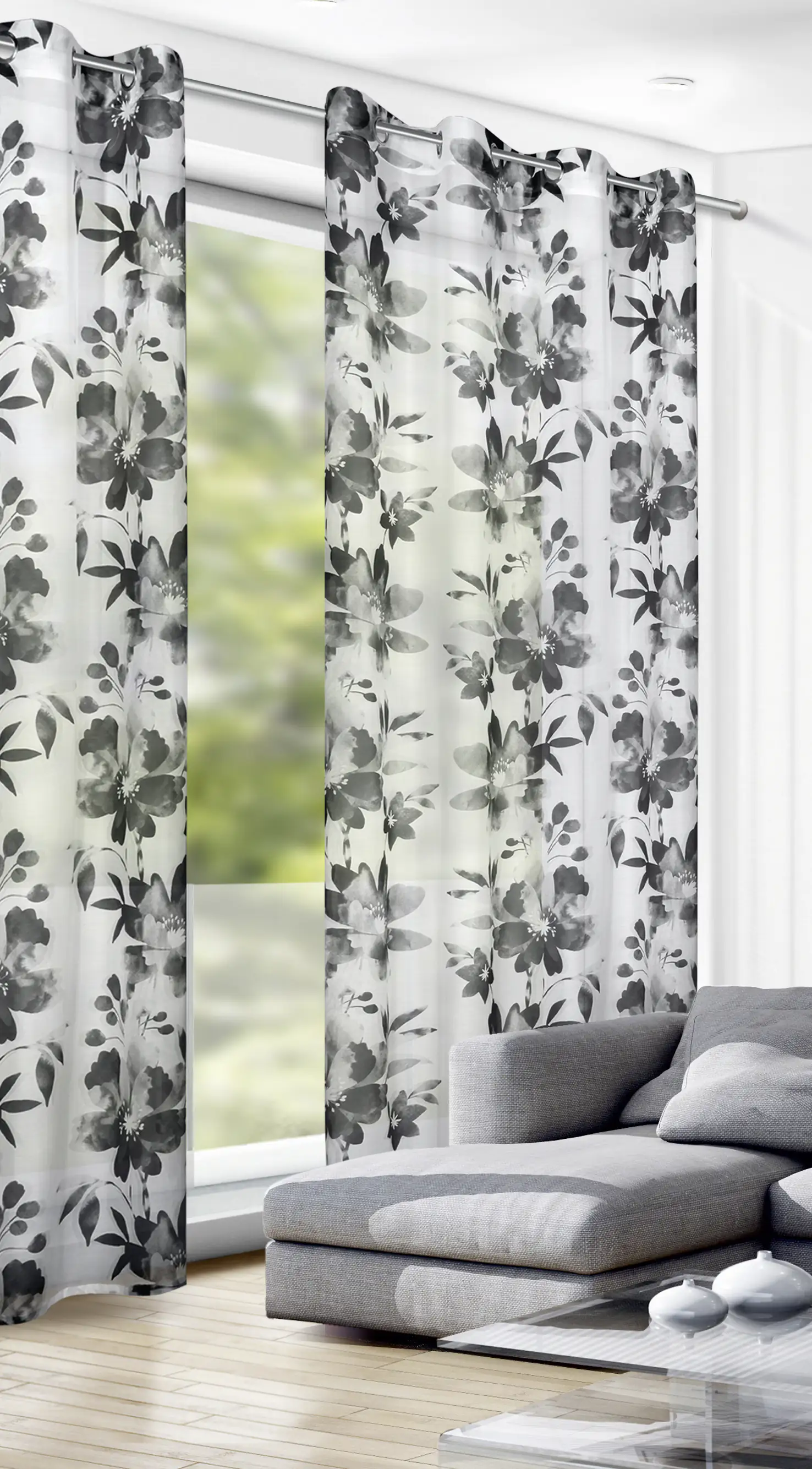 Neusser Collection Ösenschal Blüten schwarz, 135 x 245 cm